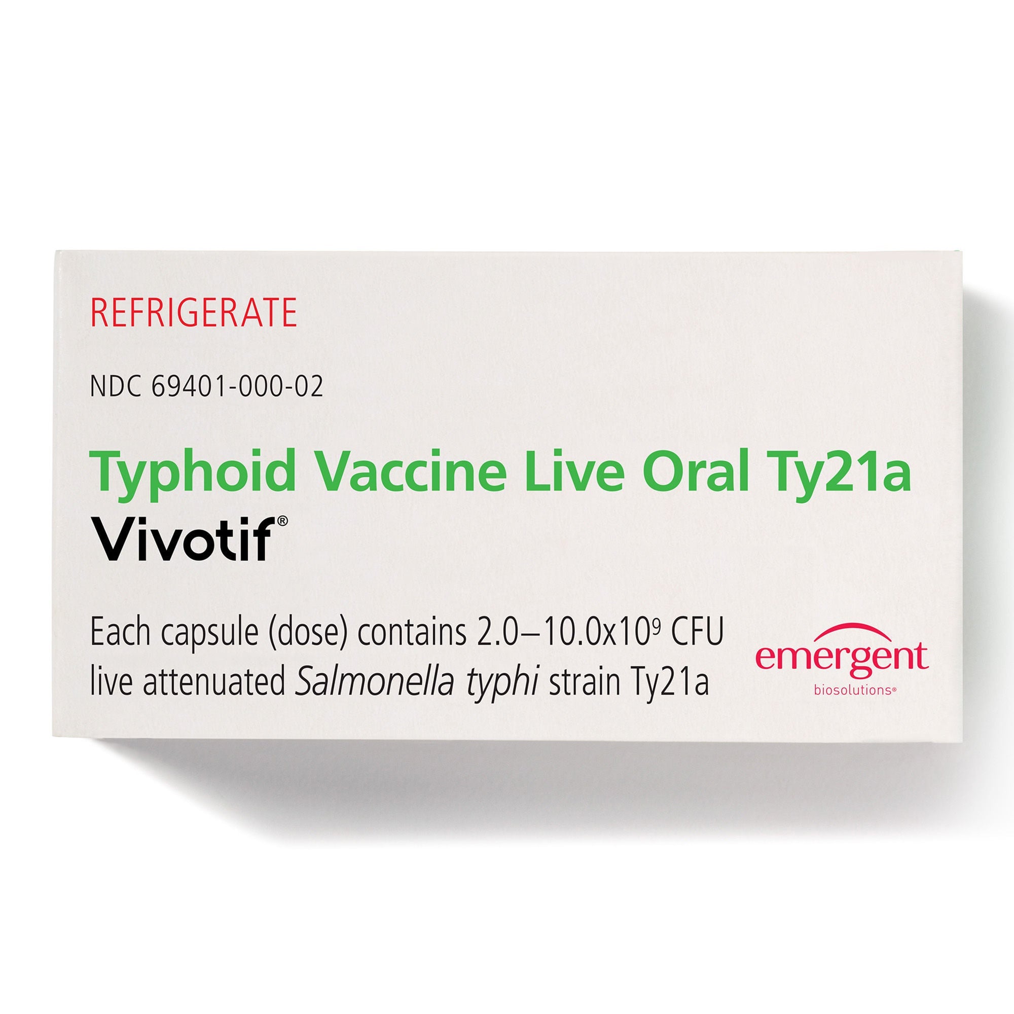 Bavarian Nordic Inc - 69401000002 Vivotif® Typhoid Vaccine Live, Attenuated 2B Unit Capsule 4 Capsules