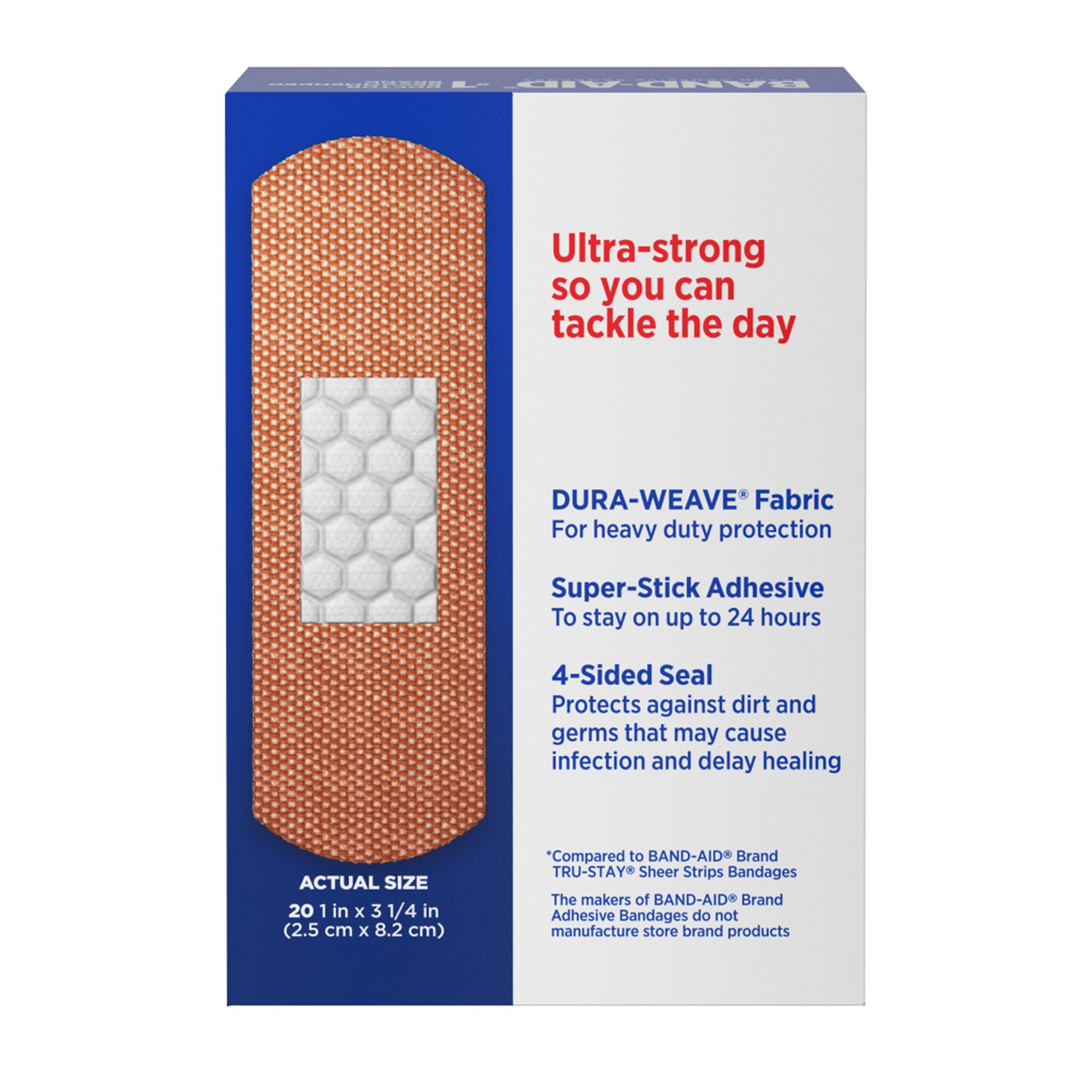 Kenvue Brands LLC 111713100 - Band-Aid® Tough Strips™ Adhesive Strip, 1 x 3-1/4 Inch - 20/Box, 400/Case