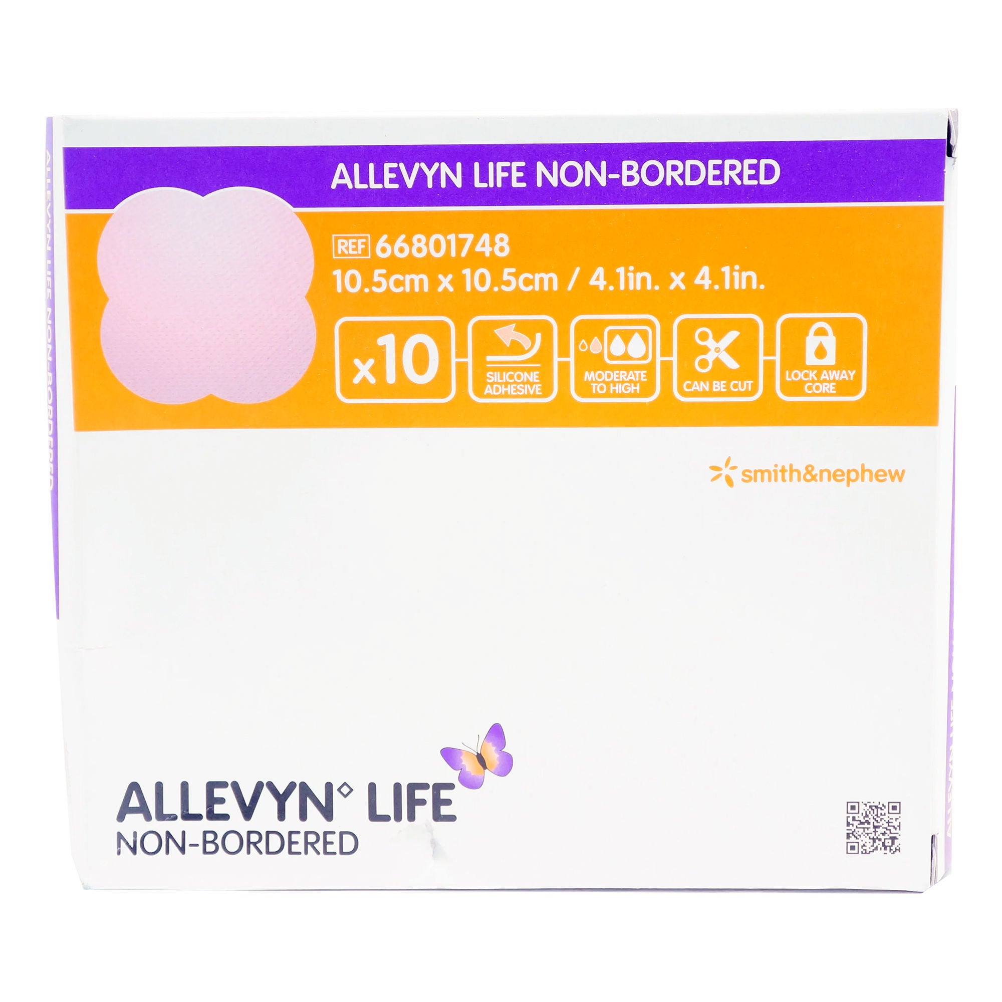 Smith & Nephew - 66801748 Foam Dressing Allevyn Life 4 X 4 Inch Without Border Film Backing Nonadhesive Square Sterile
