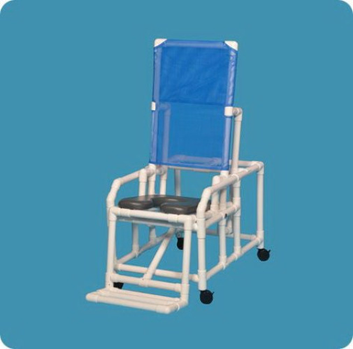 IPU - VL TSC001 B Shower Chair ipu® Easy Tilt Fixed Arms PVC Frame Reclining Mesh Backrest 26 Inch Seat Width 300 lbs. Weight Capacity