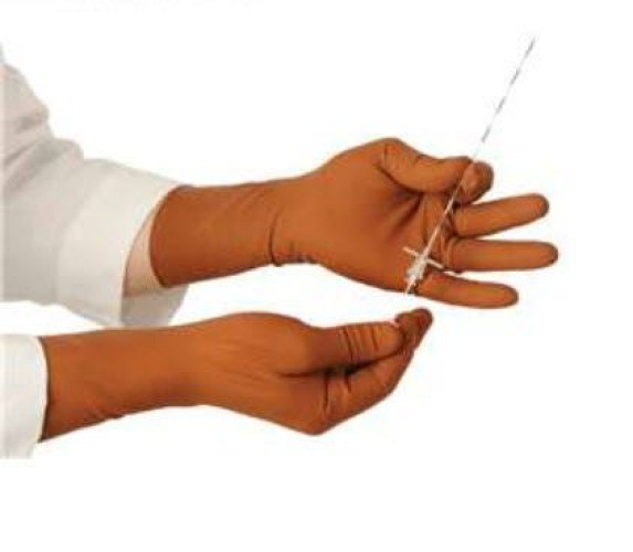 Alimed - 2970012749 Radiation Reducing Glove XGuard® RR1 Size 7.5 Sterile Pair Latex / Lead Extended Cuff Length Textured Fingertips Brown Not Chemo Approved