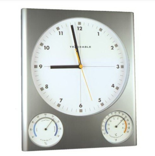 Cole-Parmer-Antylia Scientific - 90026-78 Clock / Hygrometer / Thermometer Traceable® 1 X 11 X 12-1/2 Analog Display Battery Powered
