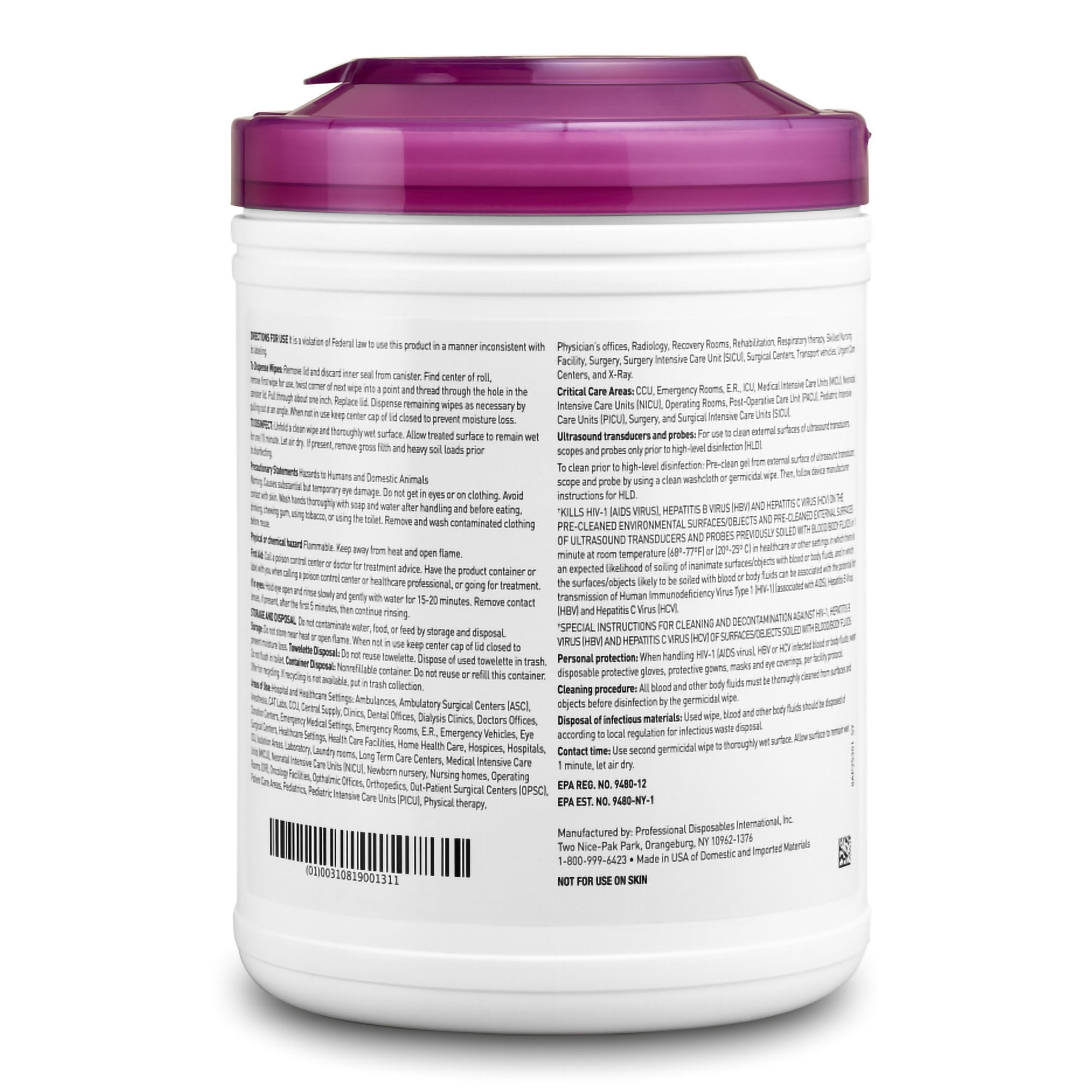 Professional Disposables - P25372 Sani-Cloth® Prime Large Germicidal Disinfectant Wipes