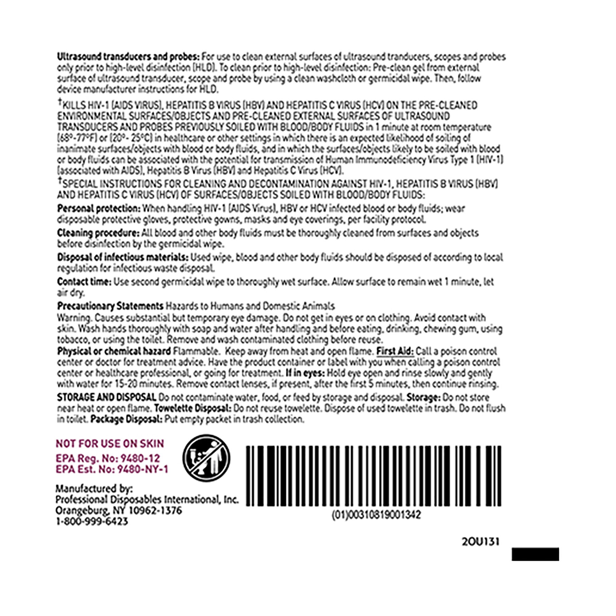 Professional Disposables U13195 - Sani-Cloth® Prime X-Large Germicidal Disinfectant Wipes, Individually Wrapped - 50/Box, 150/Case