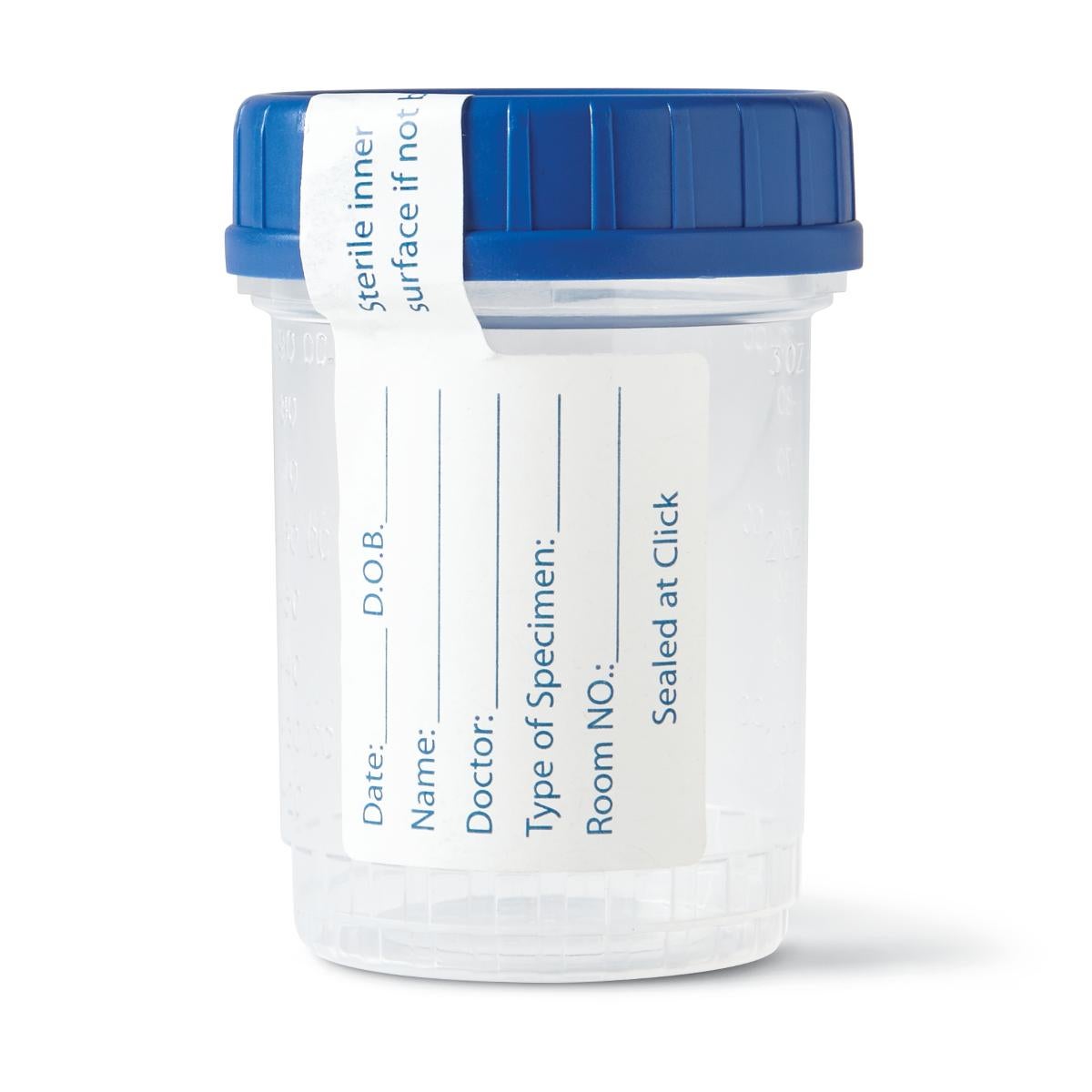 Medline - DYND30382 Specimen Container for Pneumatic Tube Systems Click-N-Close 90 mL (3 oz.) Screw Cap Patient Information Sterile Fluid Path
