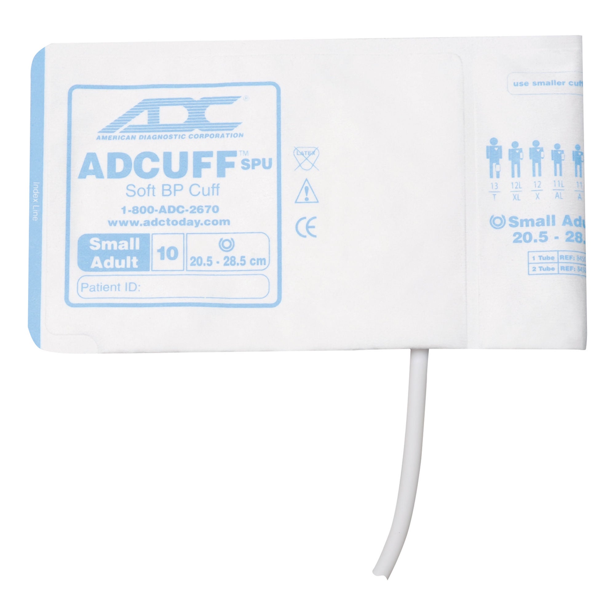 American Diagnostic Corp - 8450-10SA-1HP Single Patient Use Blood Pressure Cuff Adcuff™ 20.5 to 28.5 cm Arm Cloth Fabric Cuff Small Adult Cuff