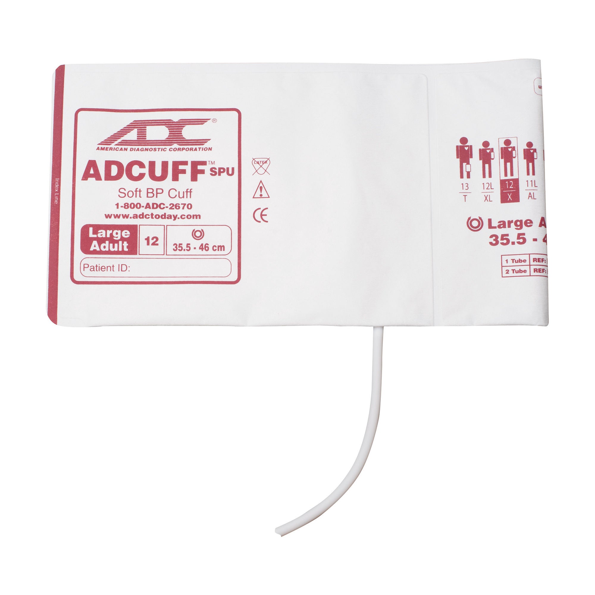 American Diagnostic Corp - 8450-12X-1HP Single Patient Use Blood Pressure Cuff Adcuff™ 35.5 to 46 cm Arm Cloth Fabric Cuff Large Adult Cuff