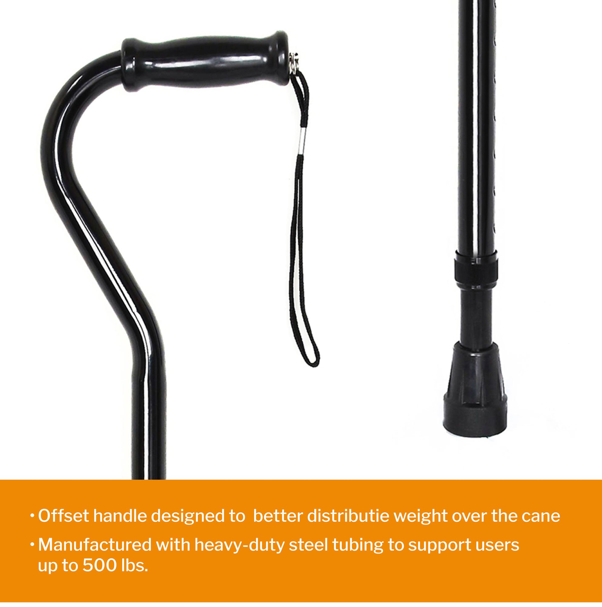 McKesson Brand 146-10305-6 - McKesson Steel Offset Cane, 29¾ – 37¾ Inch Height - 1/Each, 6/Case