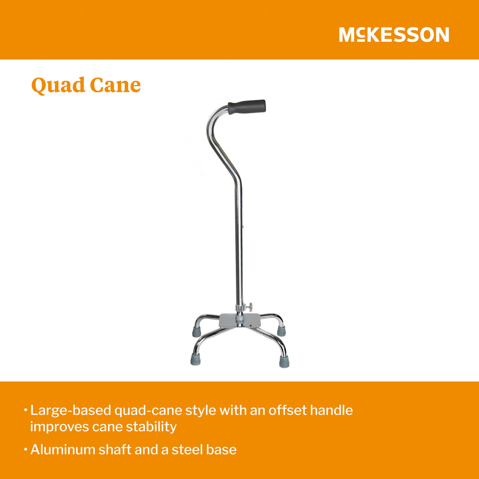 McKesson Brand 146-10300-4 - McKesson Steel Chrome Offset Quad Cane, 29 – 37.5 Inch - 1/Each, 4/Case