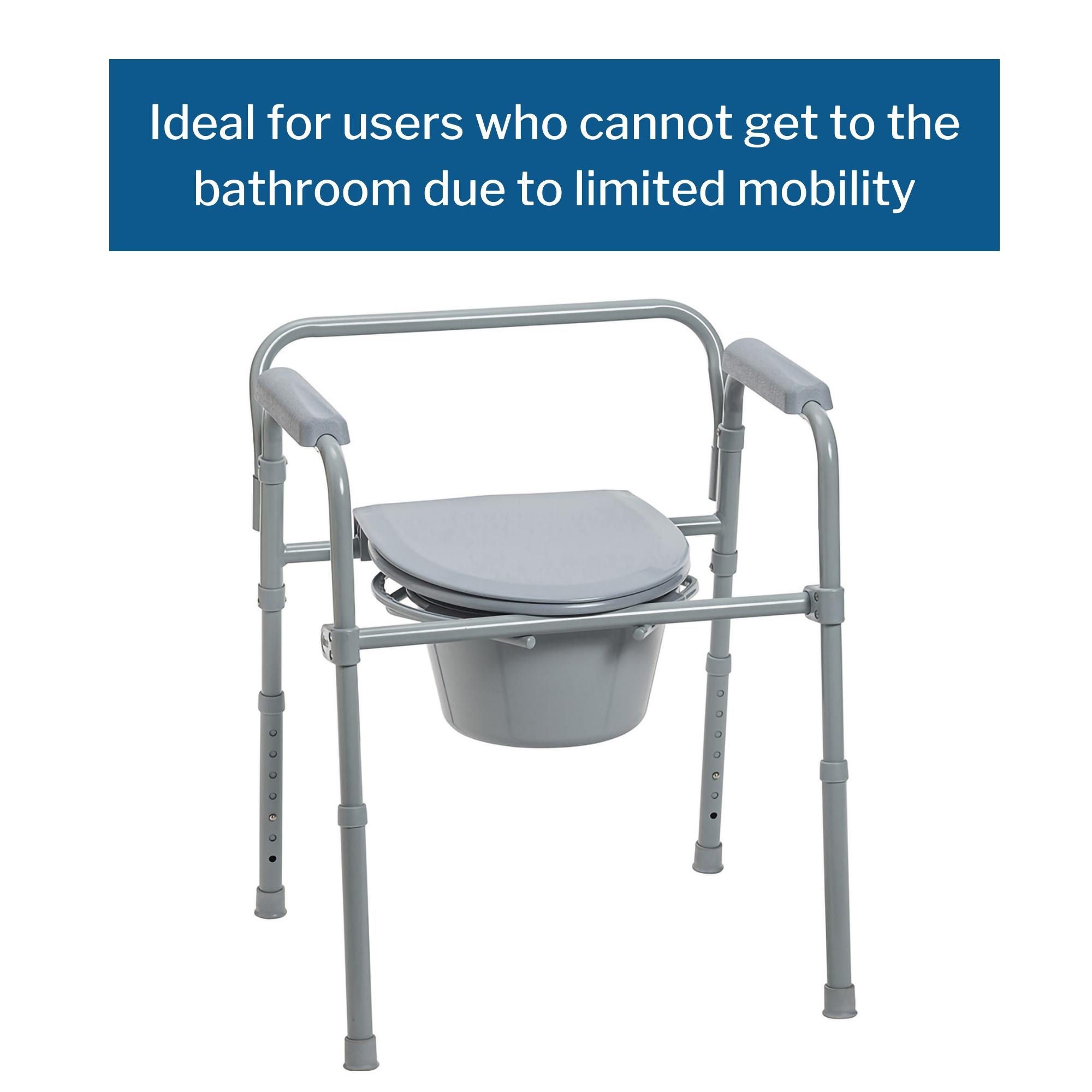 McKesson Brand - 146-11148-1 McKesson Folding Fixed Arm Steel Commode Chair