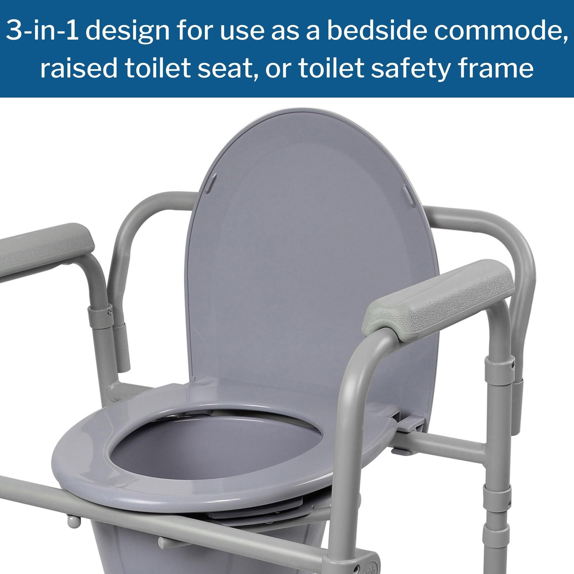 McKesson Brand - 146-11148-1 McKesson Folding Fixed Arm Steel Commode Chair