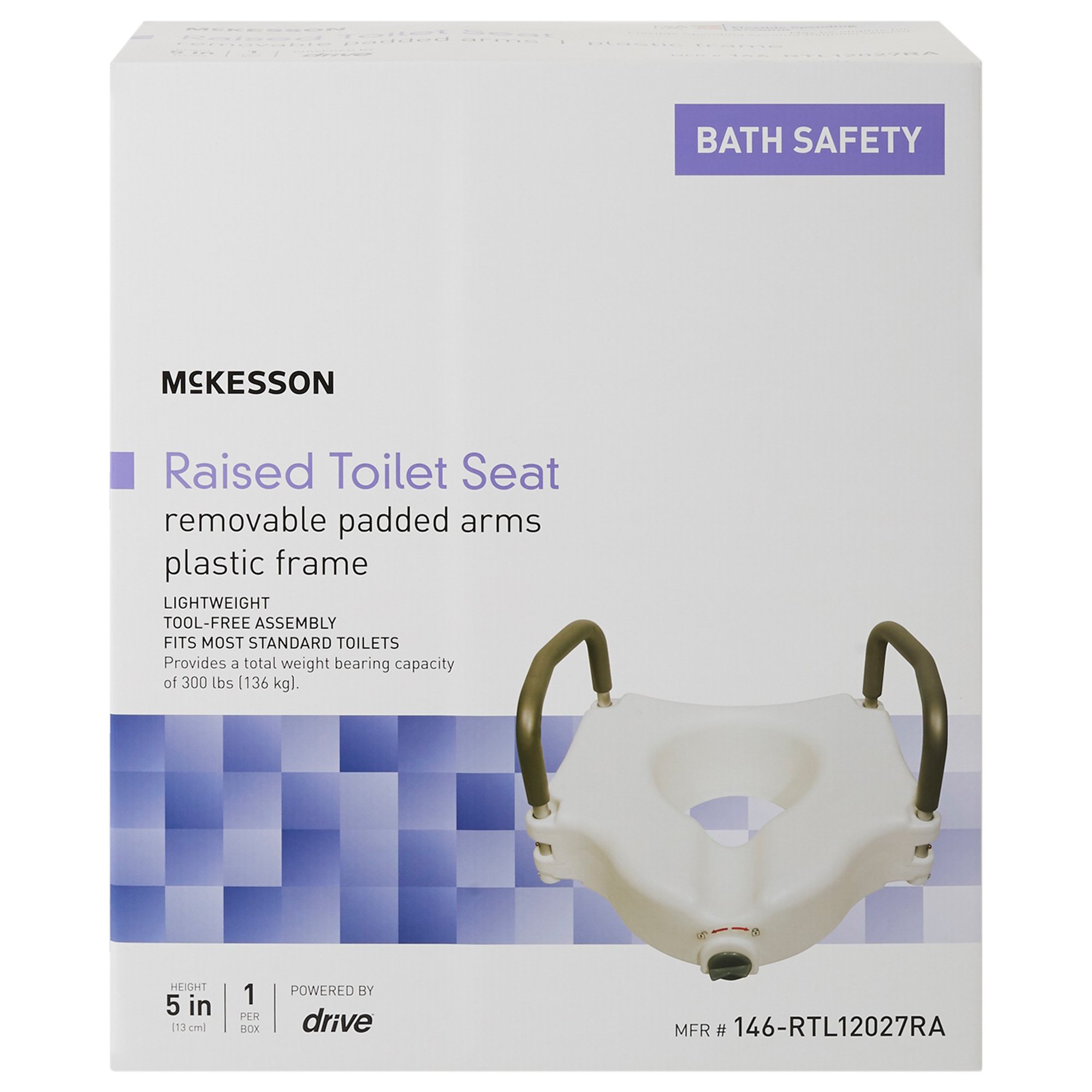 McKesson Raised Toilet Seat with Arms 146-RTL12027RA by McKesson Brand