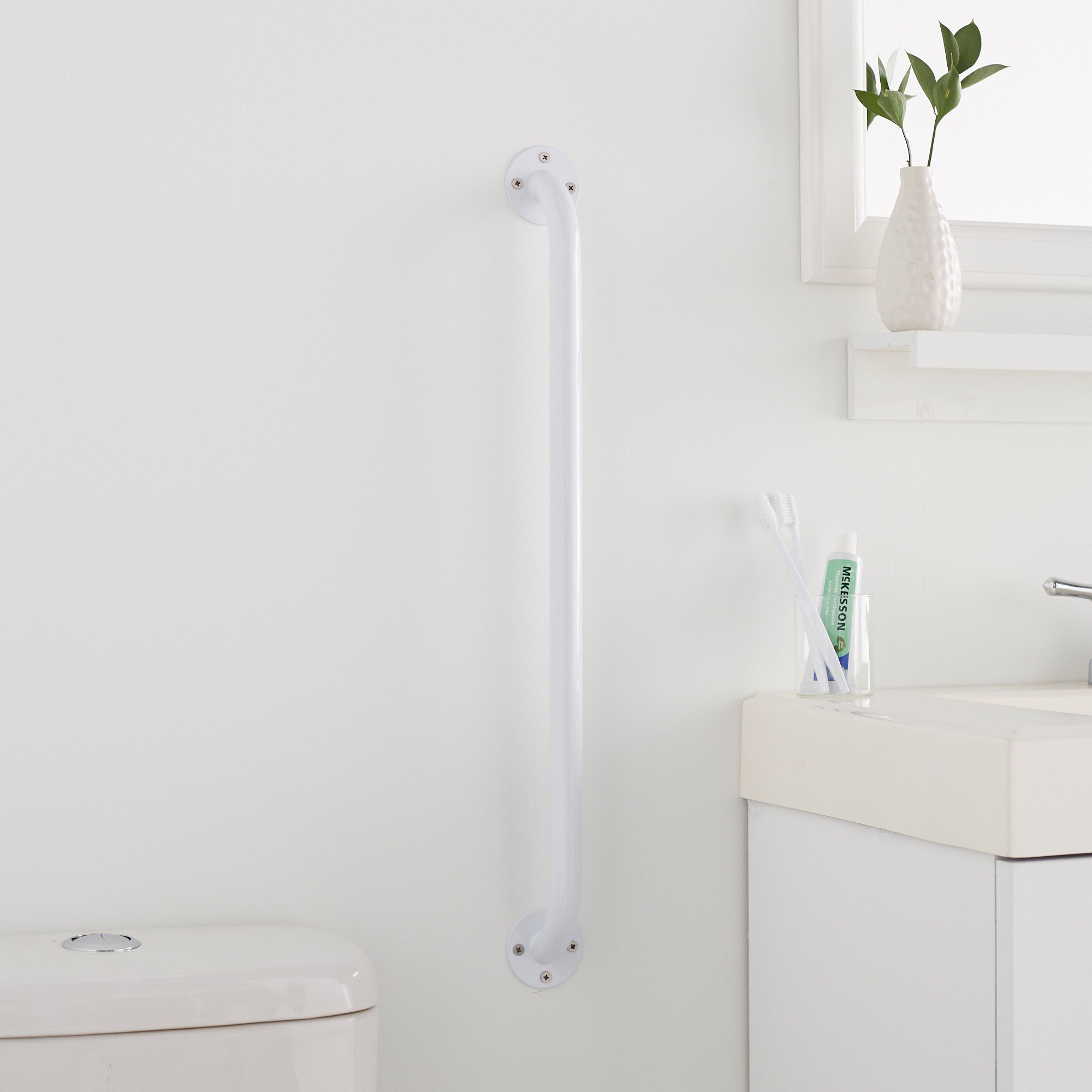 McKesson Brand 146-12024-3 - McKesson Wall Grab Bar, White Steel, 24-Inch Length - 1/Each, 3/Case