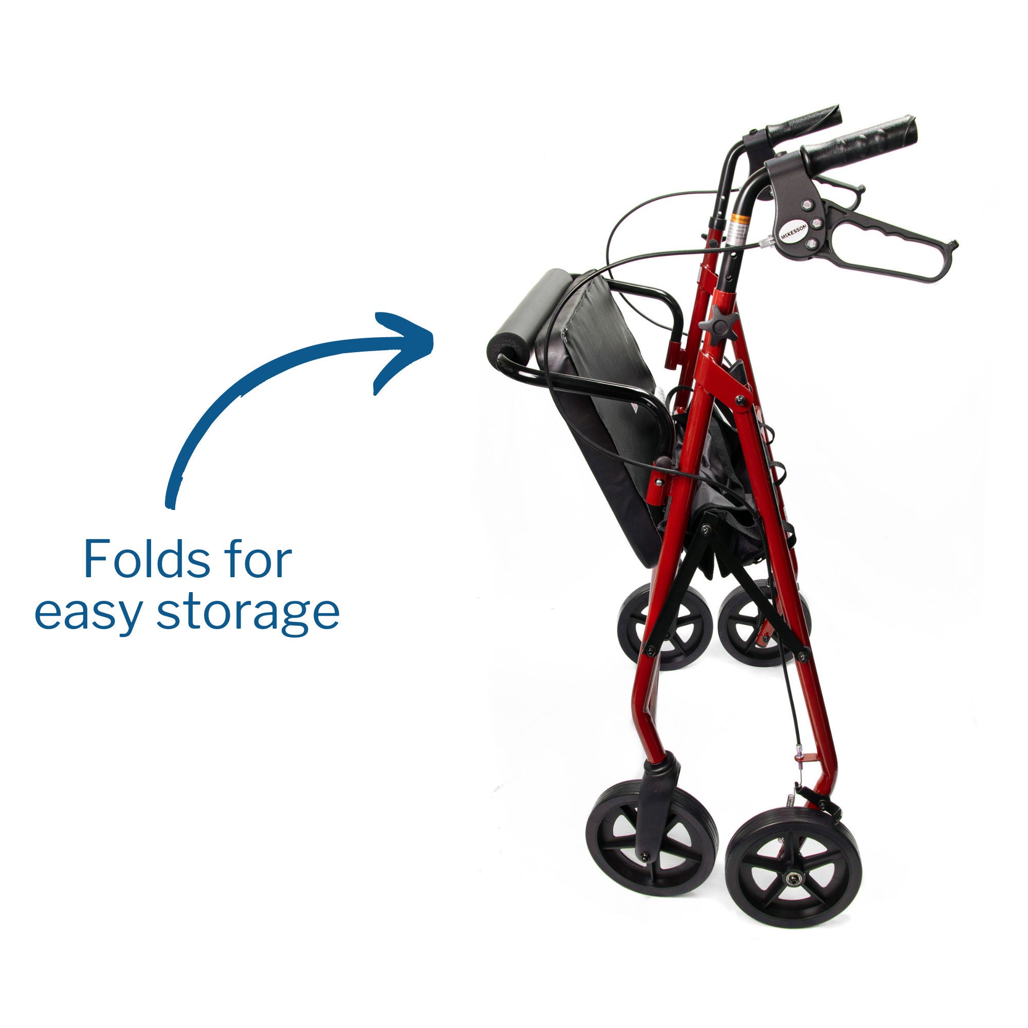 McKesson Brand - 146-10216RD-1 McKesson Bariatric Red Folding Steel Four-Wheel Rollator
