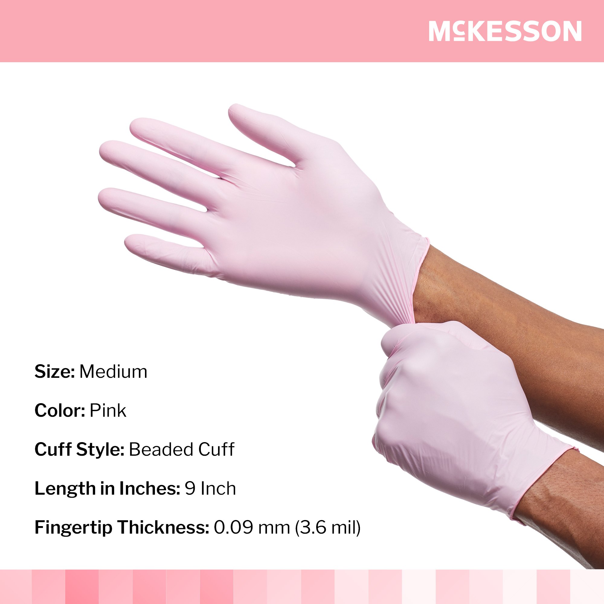 McKesson Brand - 14-6NPNK4 McKesson Pink Nitrile® Exam Glove