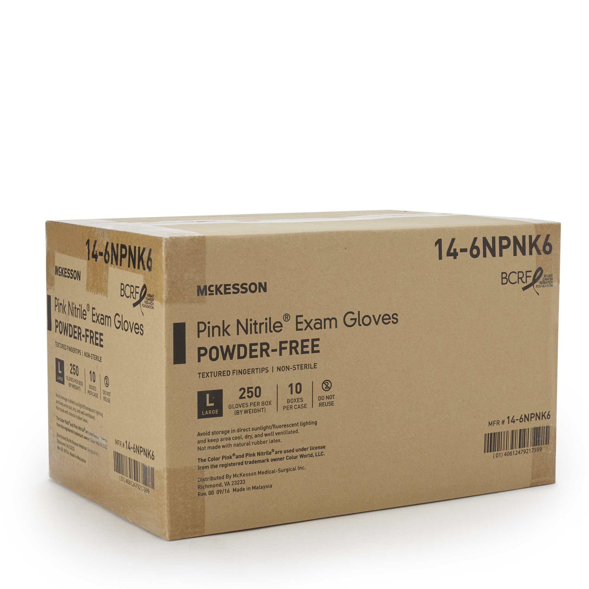 McKesson Brand 14-6NPNK6 - McKesson Pink Nitrile® Nitrile Exam Glove, Large, Pink - 250/Box, 2500/Case