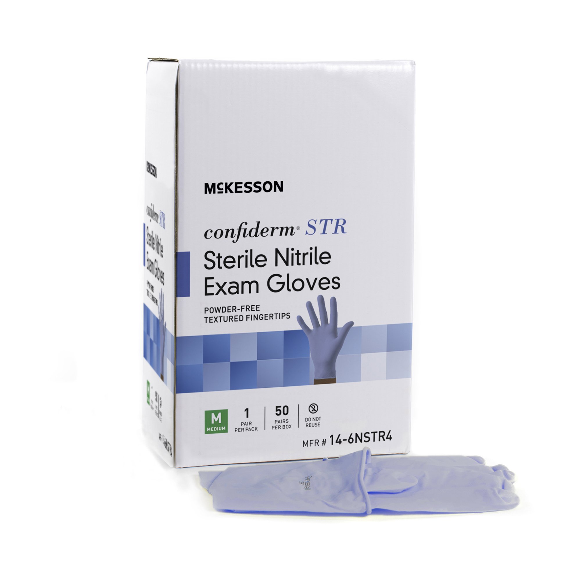 McKesson Brand 14-6NSTR4 - McKesson Confiderm® STR Nitrile Exam Glove, Medium, Blue - 1/Pair, 50/Box, 200/Case