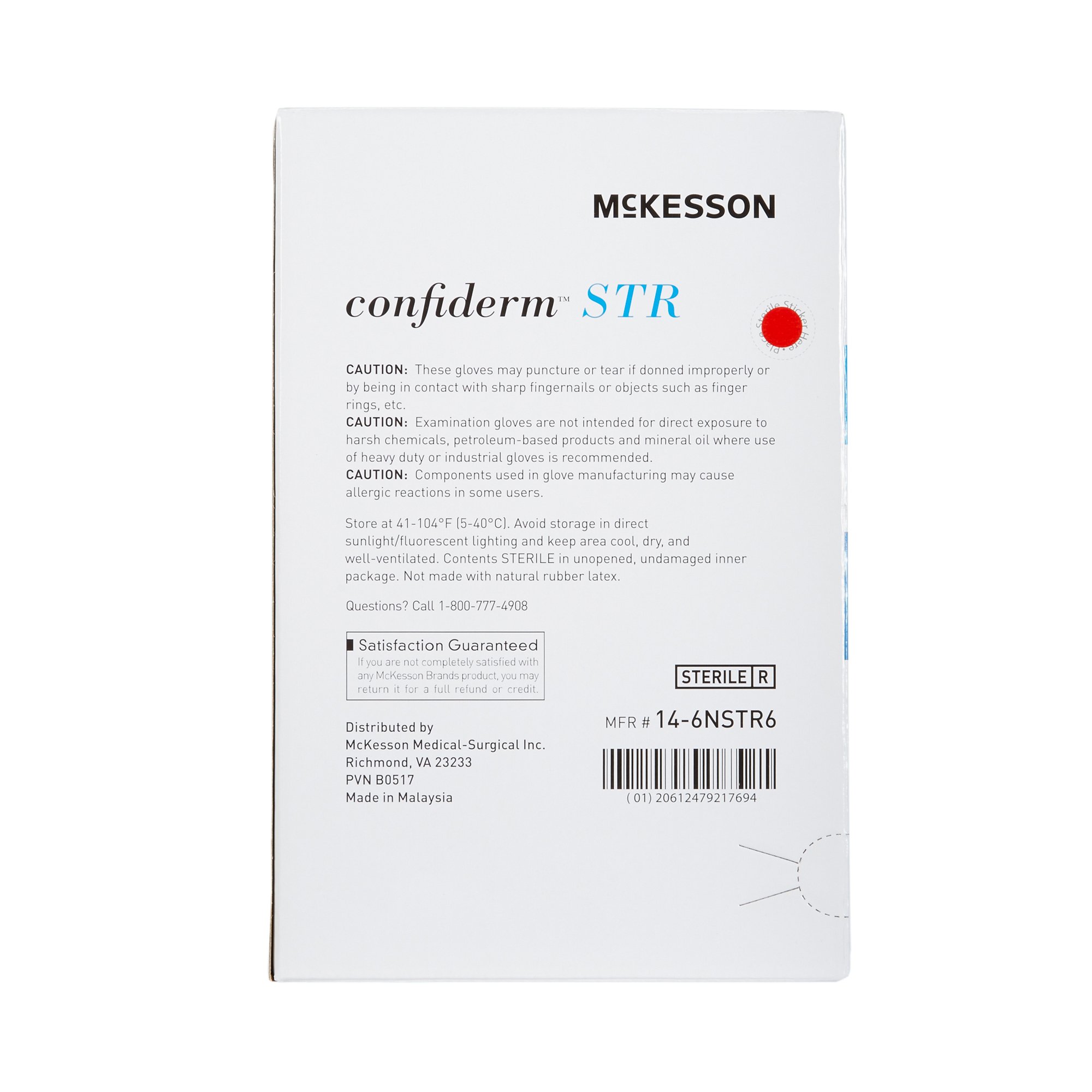 McKesson Brand 14-6NSTR6 - McKesson Confiderm® STR Nitrile Exam Glove, Large, Blue - 1/Pair, 50/Box, 200/Case