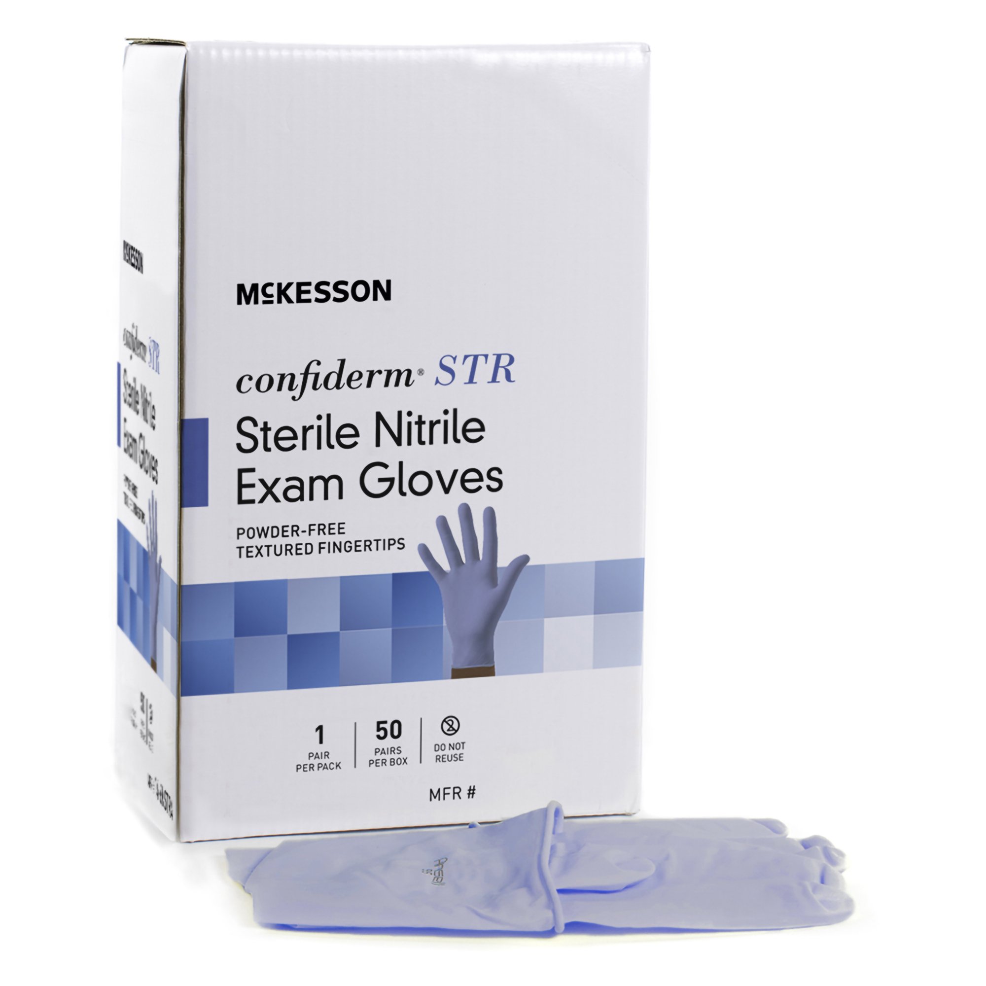 McKesson Brand 14-6NSTR8 - McKesson Confiderm® STR Nitrile Exam Glove, Extra Large, Blue - 1/Pair, 50/Box, 200/Case