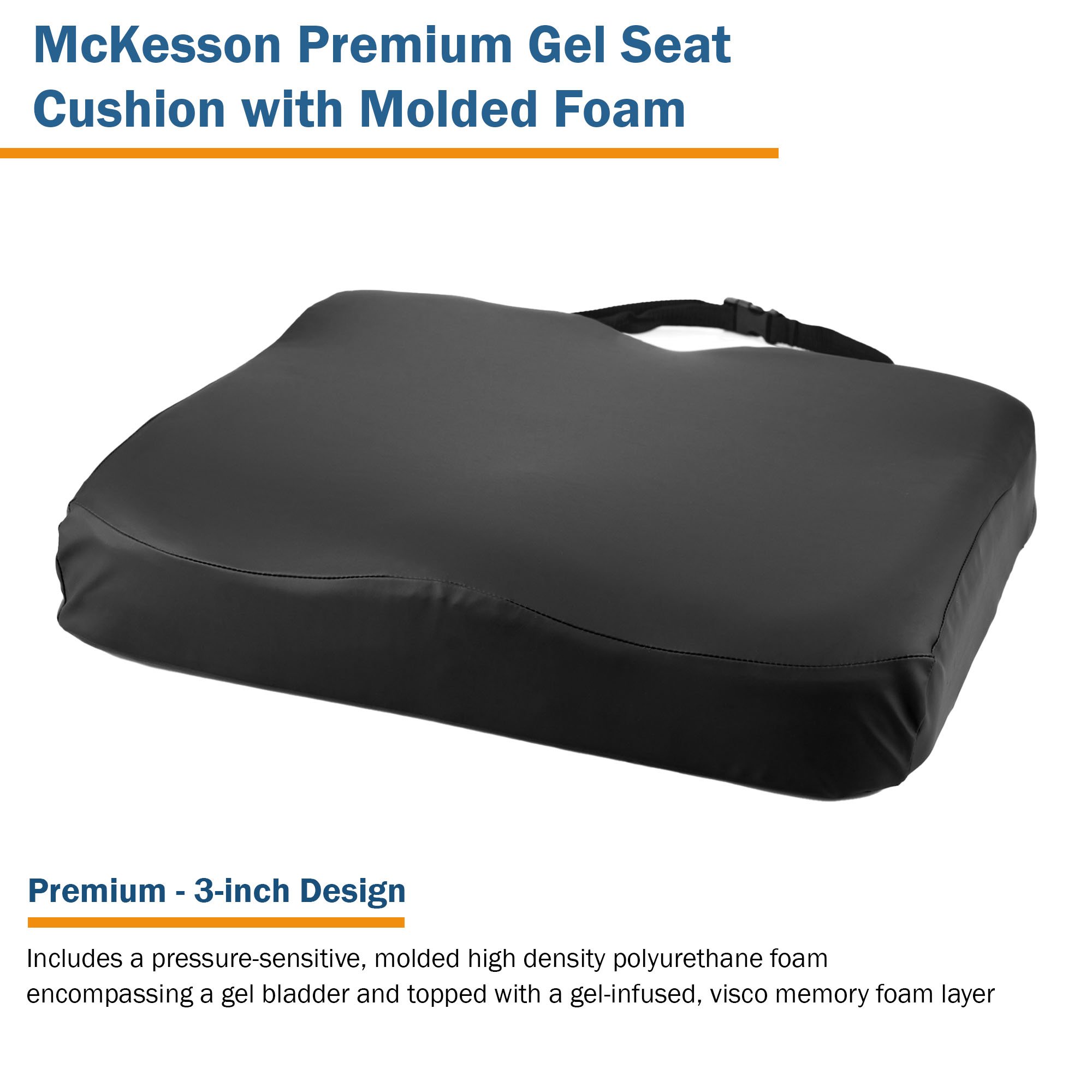 McKesson Brand 170-77003 - McKesson Premium Molded Foam Seat Cushion, 20 x 16 x 3 Inch - 1/Each, 4/Case