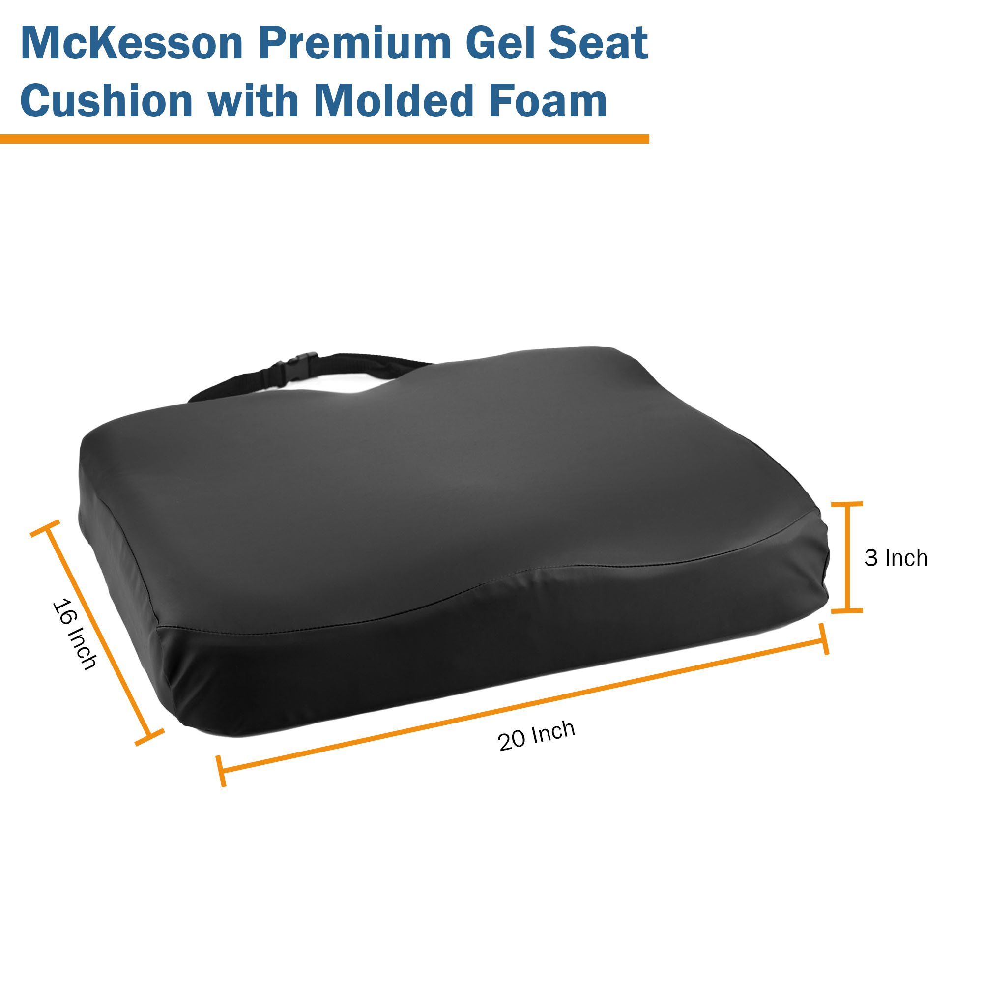 McKesson Brand 170-77003 - McKesson Premium Molded Foam Seat Cushion, 20 x 16 x 3 Inch - 1/Each, 4/Case