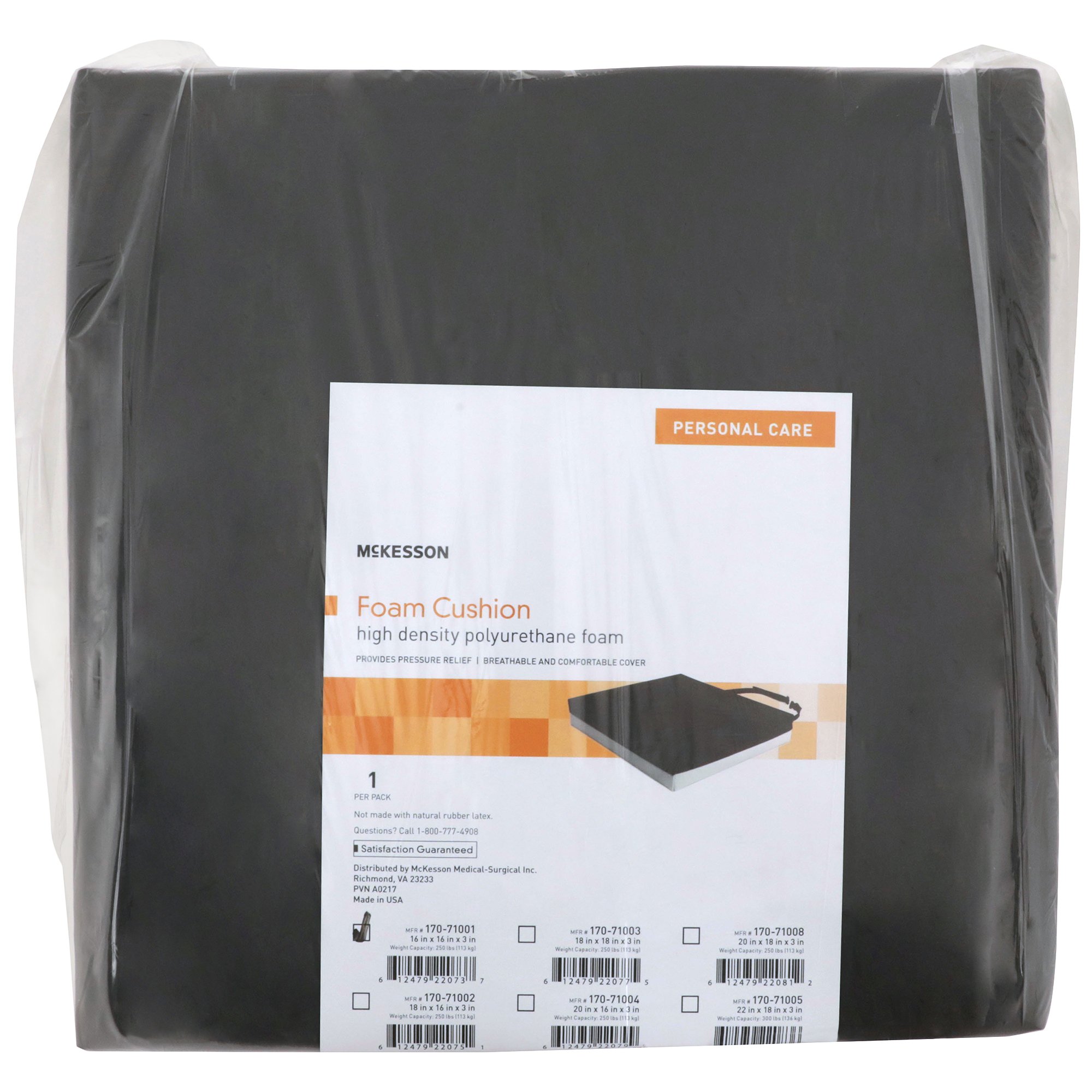 McKesson Brand 170-71001 - McKesson Foam Seat Cushion, 16 x 16 x 3 Inch - 1/Each, 7/Case
