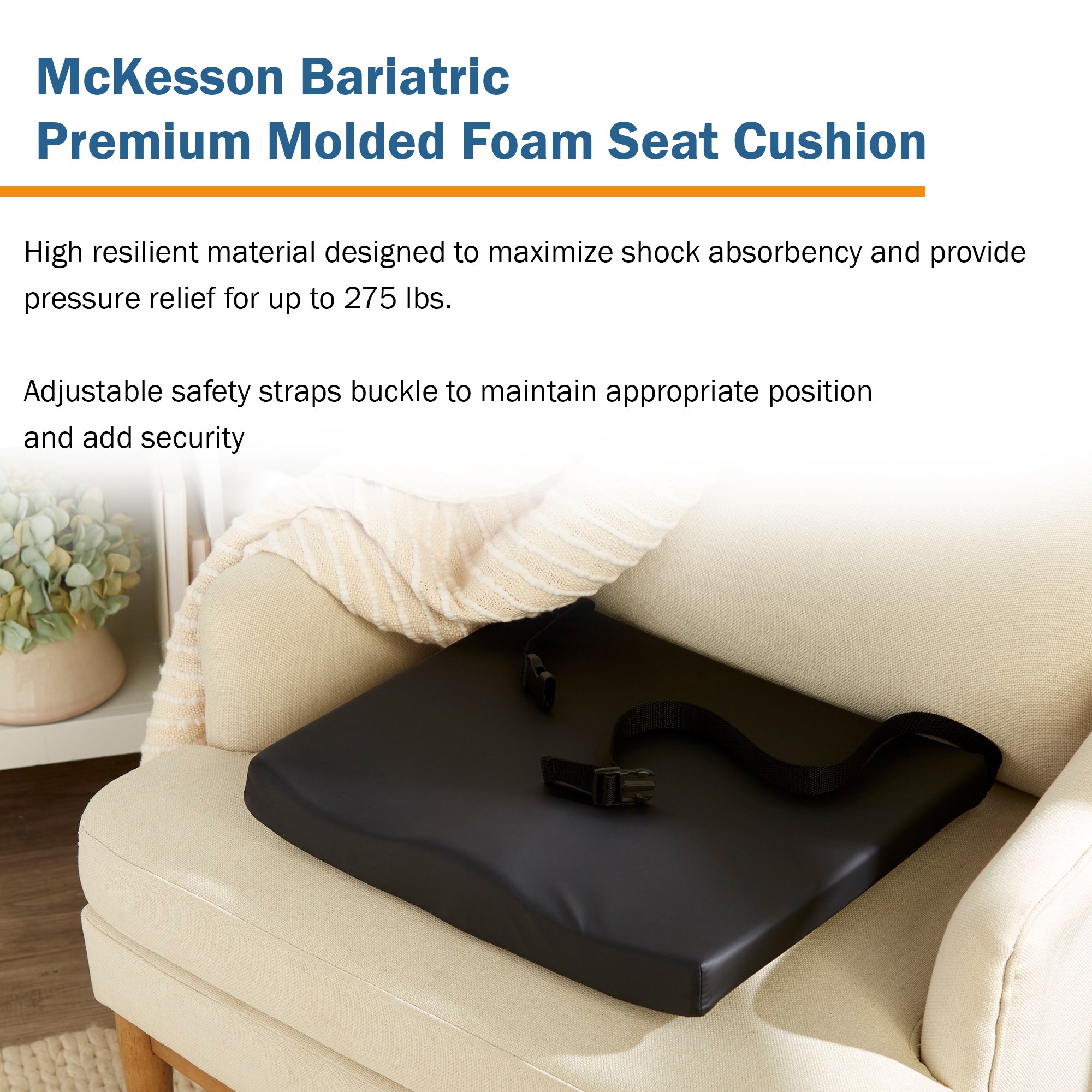 McKesson Brand 170-76006SP - McKesson Premium Molded Foam Seat Cushion, 24 x 18 x 3 Inch - 1/Each, 4/Case