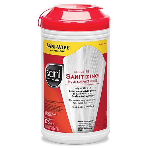 Professional Disposables P66784 - Sani Professional® No Rinse Surface Disinfectant, 95 Count - 175/Canister, 1050/Case