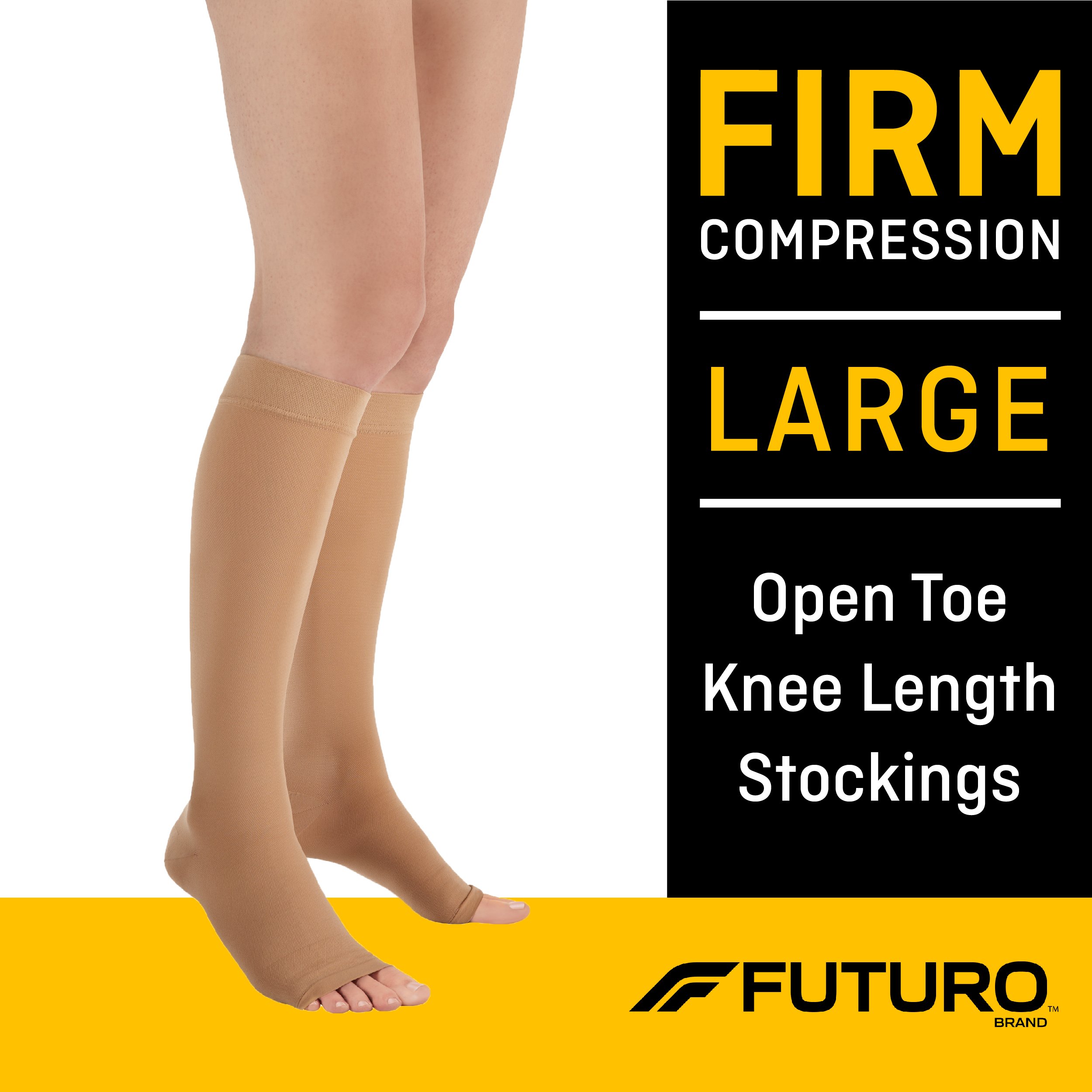 3M Company 71050EN - 3M™ Futuro™ Compression Stockings, Open Toe, Large, Beige, Knee High - 1/Each, 12/Case