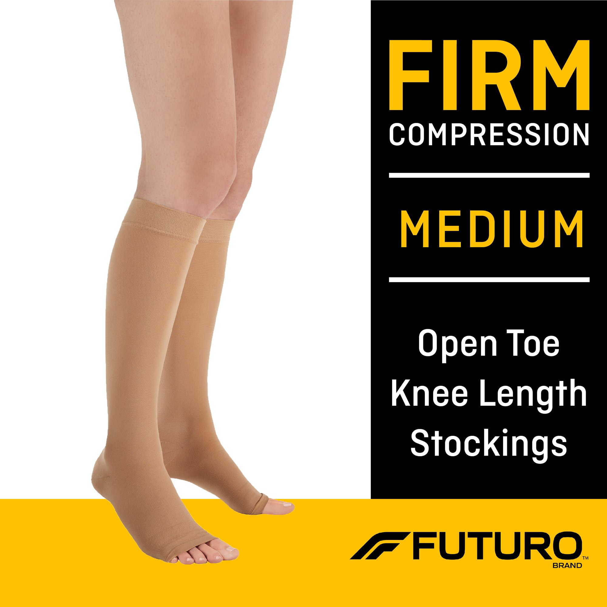 3M Company 71050EN - 3M™ Futuro™ Compression Stockings, Open Toe, Large, Beige, Knee High - 1/Each, 12/Case