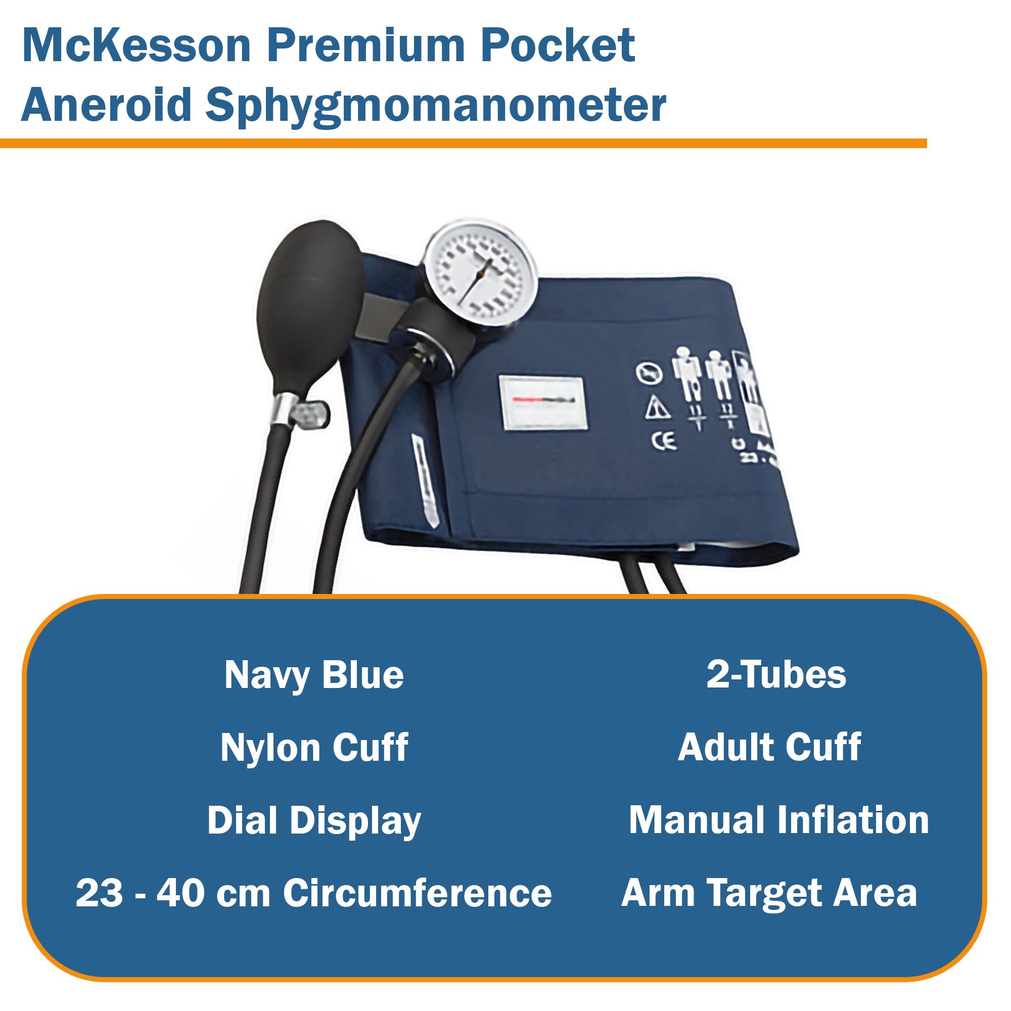 McKesson Brand 768-11ANMM - McKesson Premium Pocket Aneroid Sphygmomanometer, Dark Blue - 1/Each, 12/Case