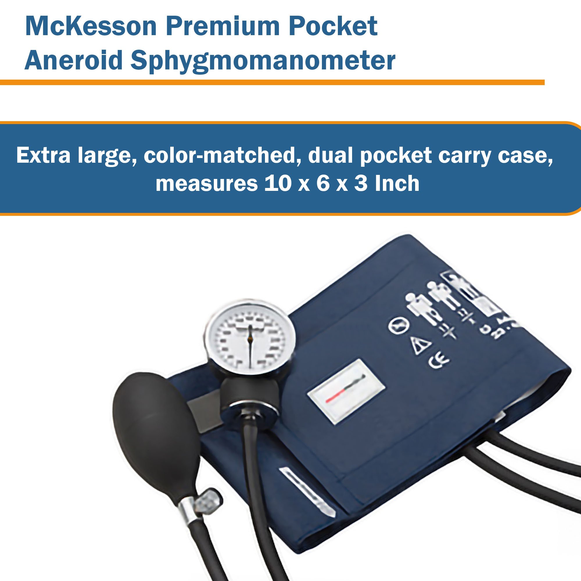 McKesson Brand 768-11ANMM - McKesson Premium Pocket Aneroid Sphygmomanometer, Dark Blue - 1/Each, 12/Case