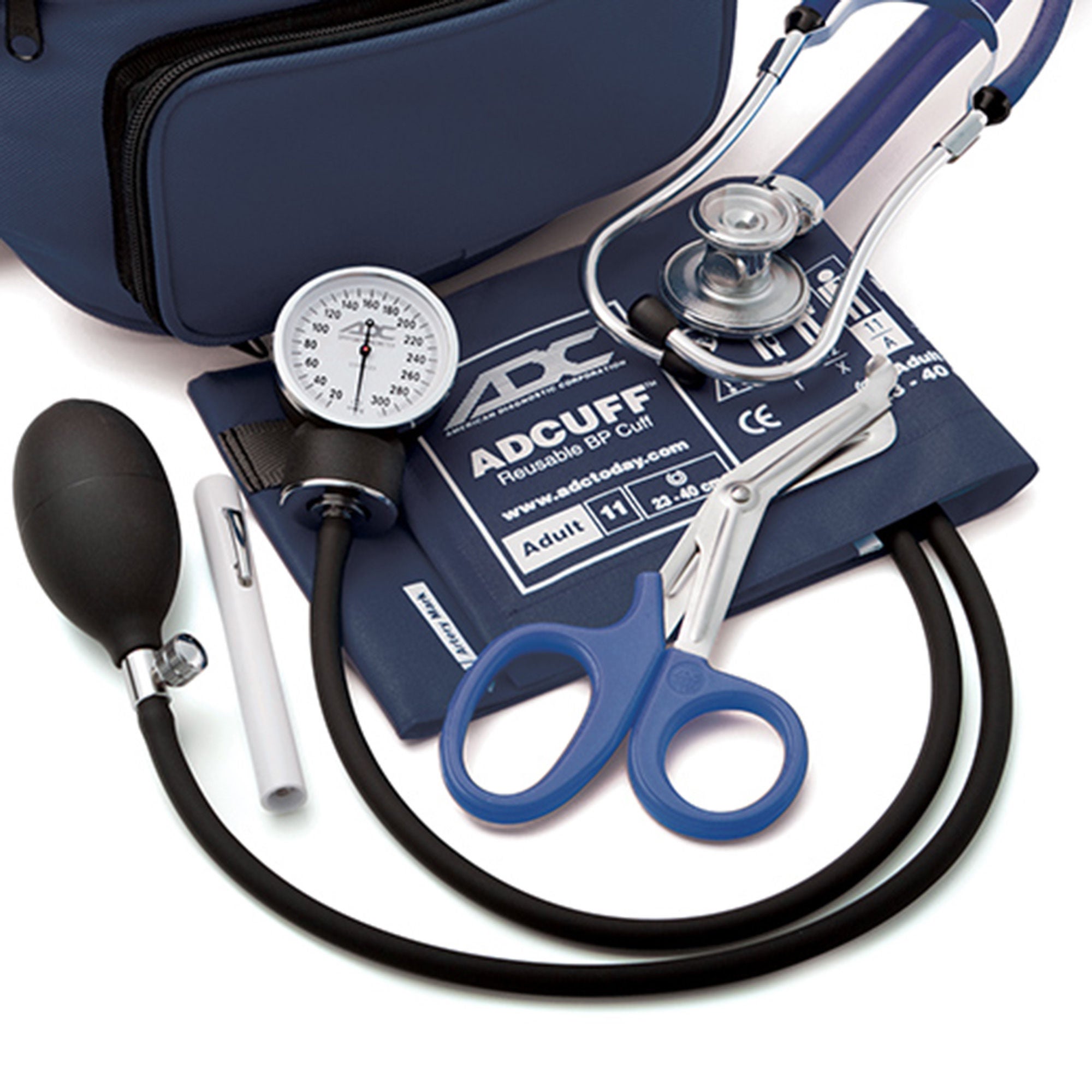 American Diagnostic Corp - 769-641-11AN Reusable Aneroid / Stethoscope Fanny Pack Kit Pro's Combo IV™ 23 to 33 cm Adult Cuff Dual Head Sprague Stethoscope Pocket Aneroid