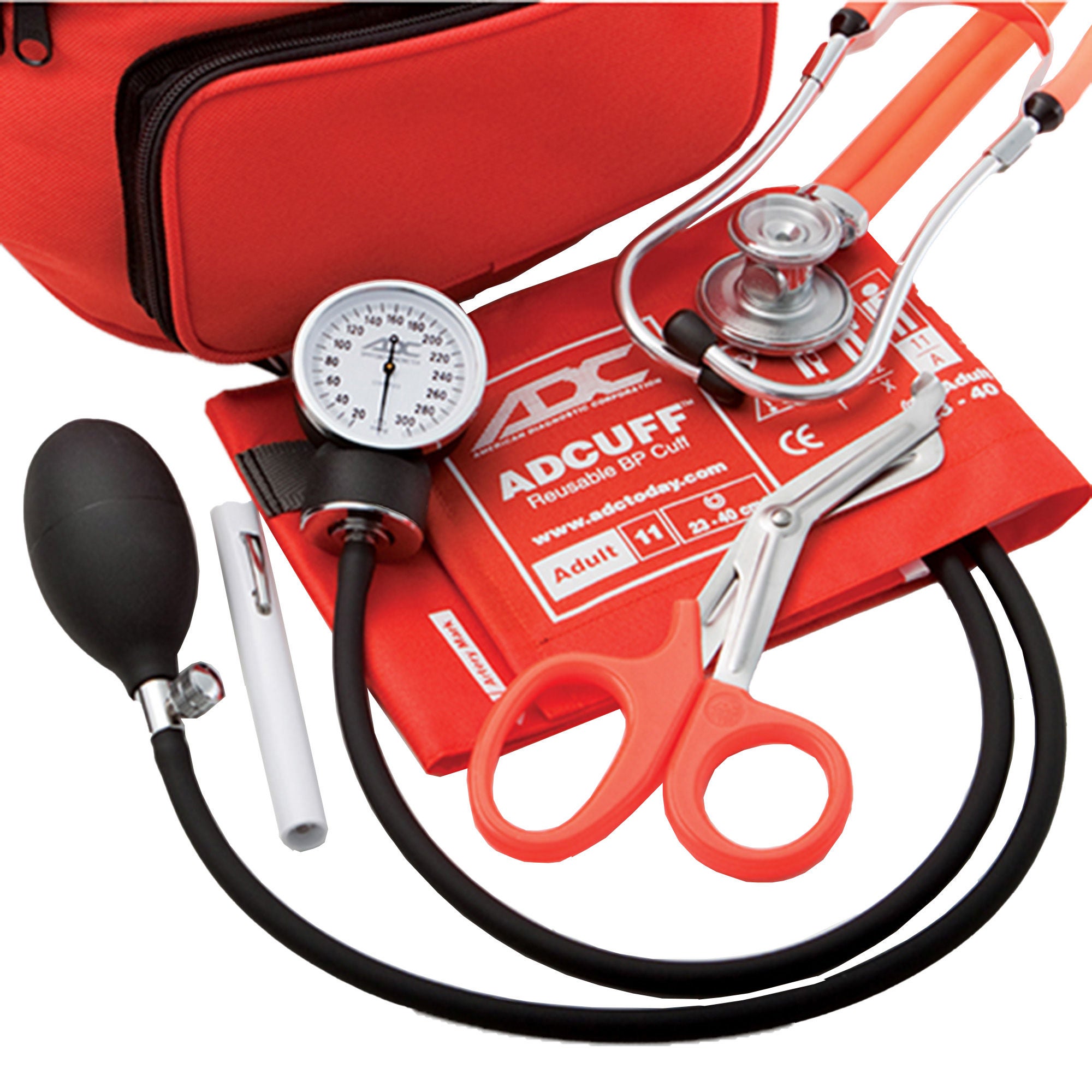 American Diagnostic Corp - 769-641-11AOR Reusable Aneroid / Stethoscope Fanny Pack Kit Pro's Combo IV™ 23 to 33 cm Adult Cuff Dual Head Sprague Stethoscope Pocket Aneroid