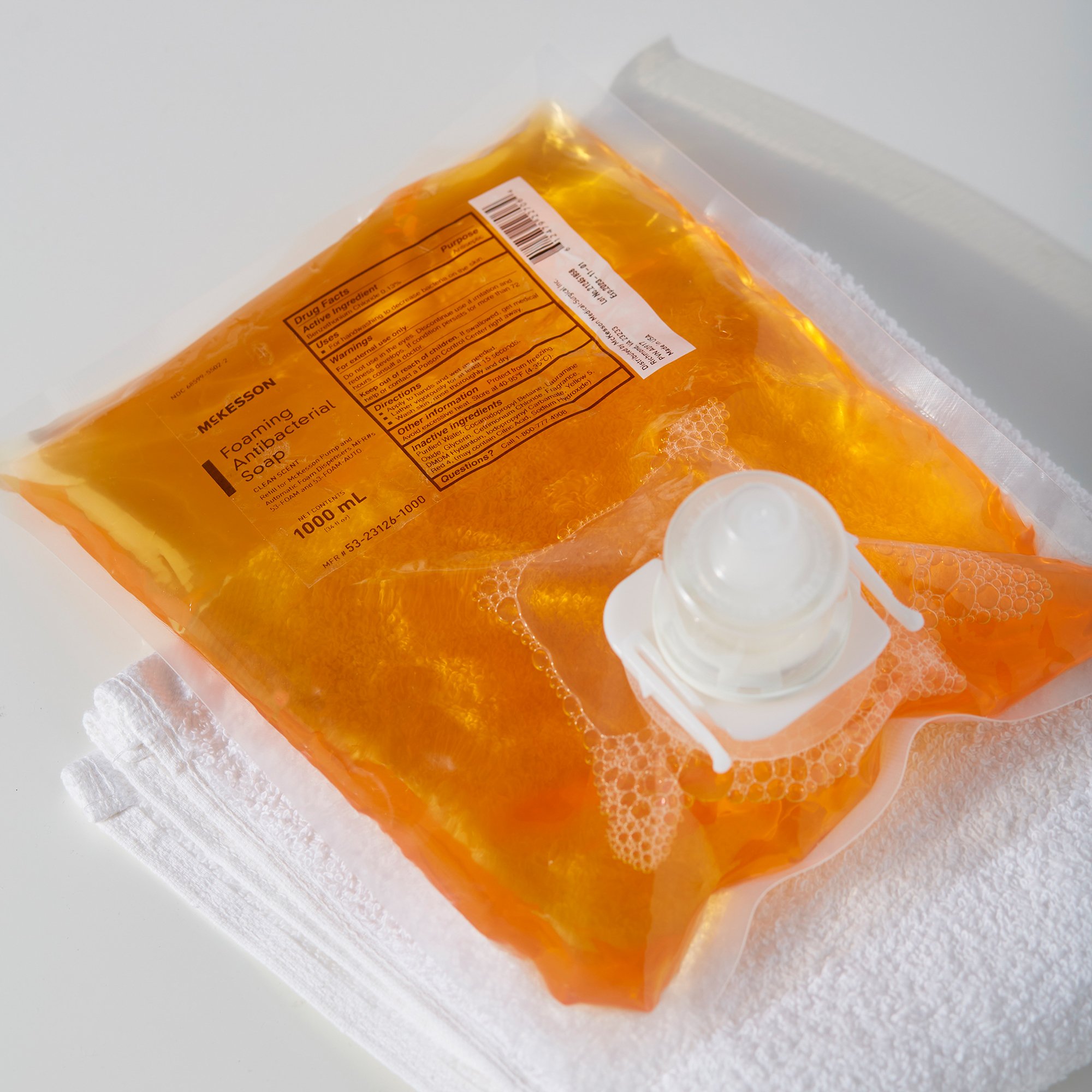 McKesson Brand 53-23126-1000 - McKesson Clean Scent Foaming Antibacterial Soap, 1000 mL Refill Bag - 1/Each, 4/Case