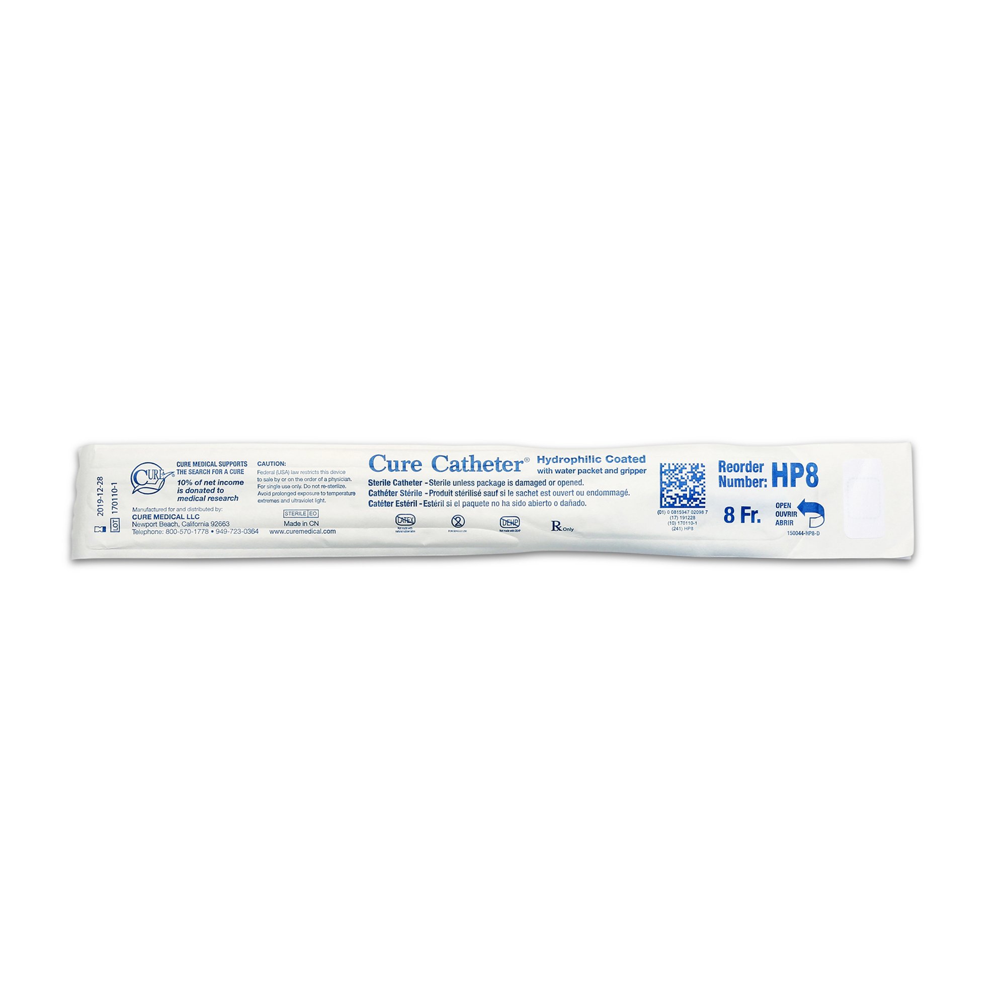 ConvaTec HP8 - Cure Catheter™ Urethral Catheter, 8 Fr., Unisex, Straight - 1/Each, 30/Box, 300/Case