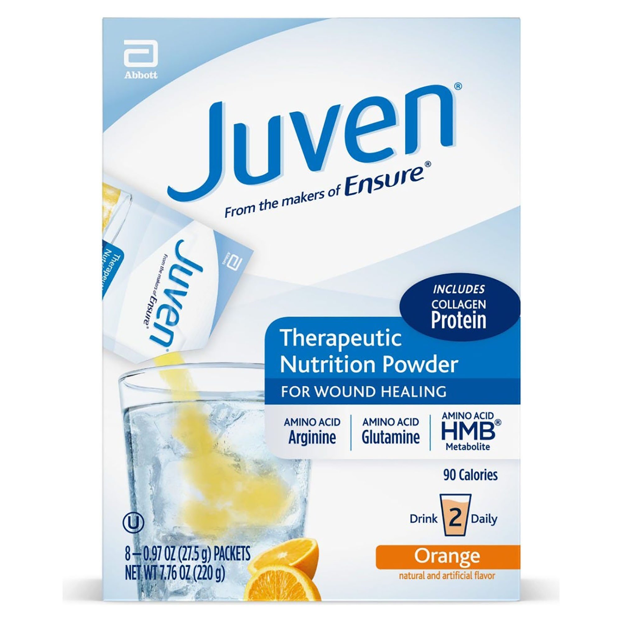 Abbott Nutrition 66674 - Juven® Orange Arginine/Glutamine Therapeutic Nutrition Powder - 1/Each, 30/Carton, 180/Case