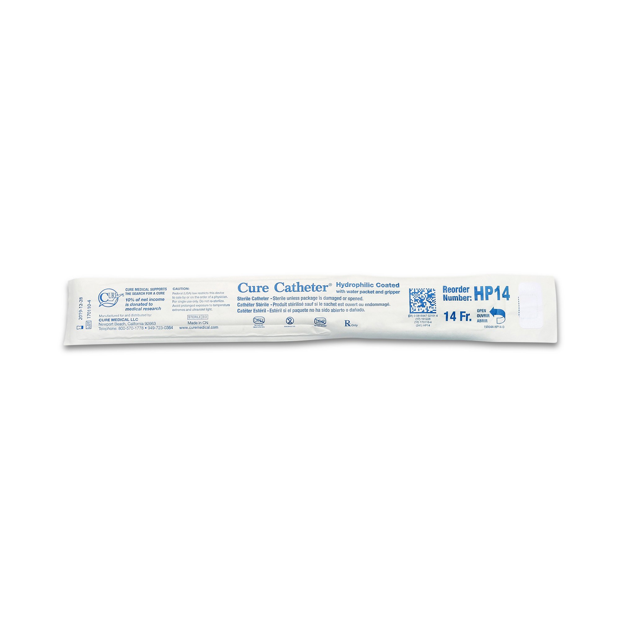 ConvaTec HP14 - Cure Catheter™ Urethral Catheter, 14 Fr., Unisex, Straight - 1/Each, 30/Box, 300/Case