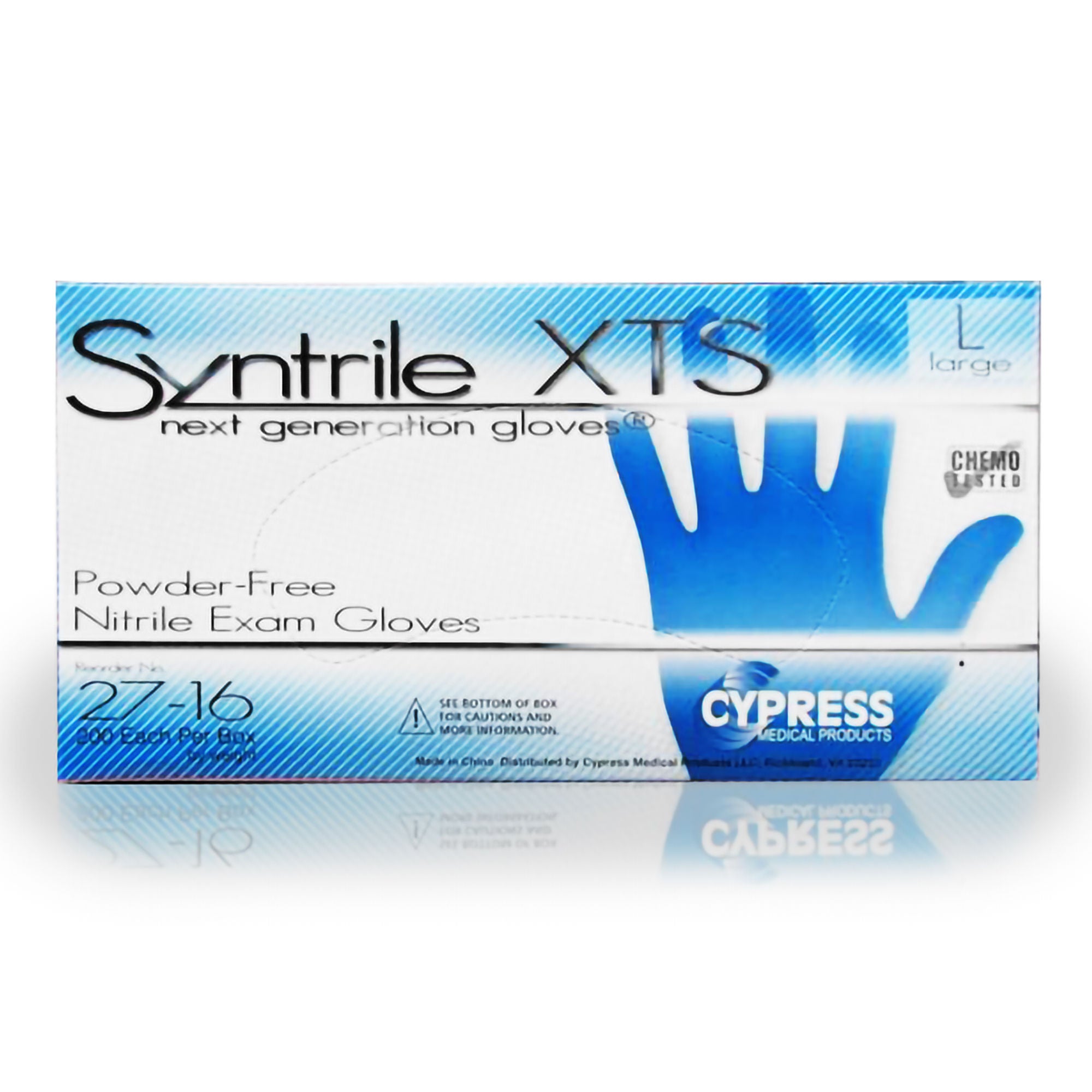 McKesson Brand - 27-16 Exam Glove Syntrile® XTS Large 200 per Box NonSterile Nitrile Standard Cuff Length Textured Fingertips Blue Chemo Tested