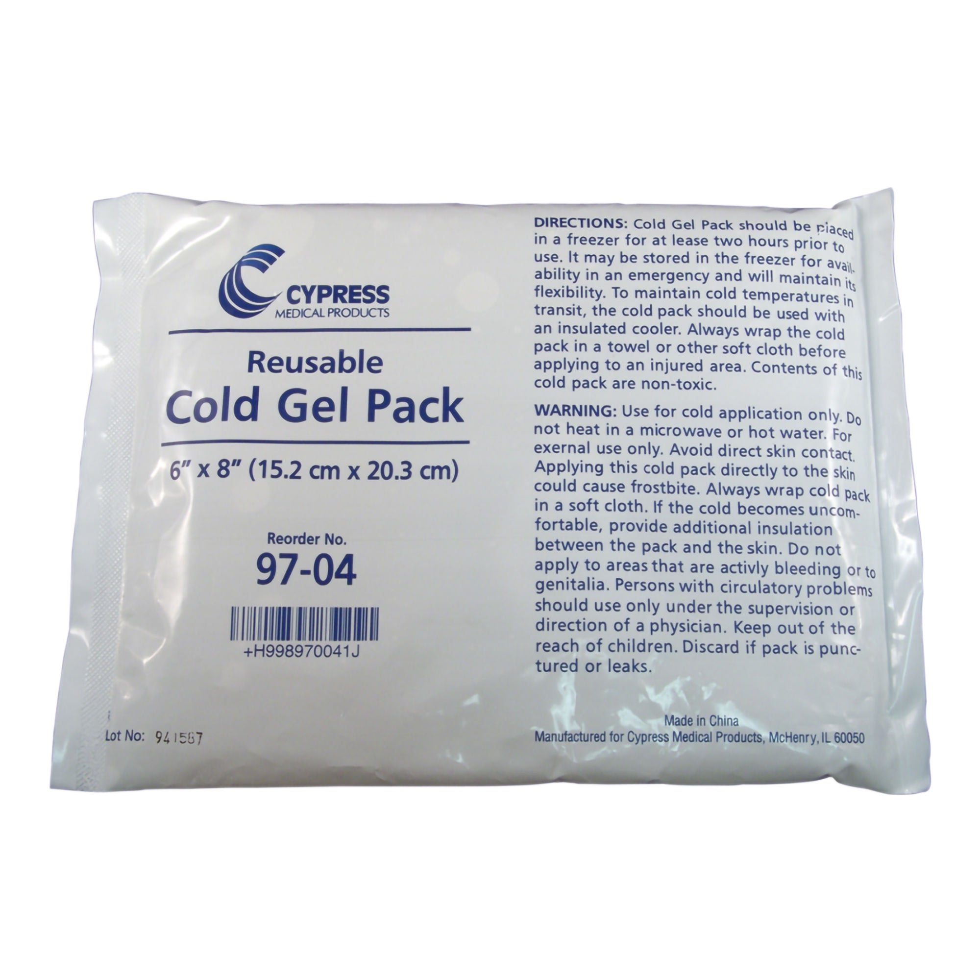 McKesson Brand - 97-04 Cold Pack Cypress General Purpose Large 6 X 8 Inch Plastic / Gel Reusable