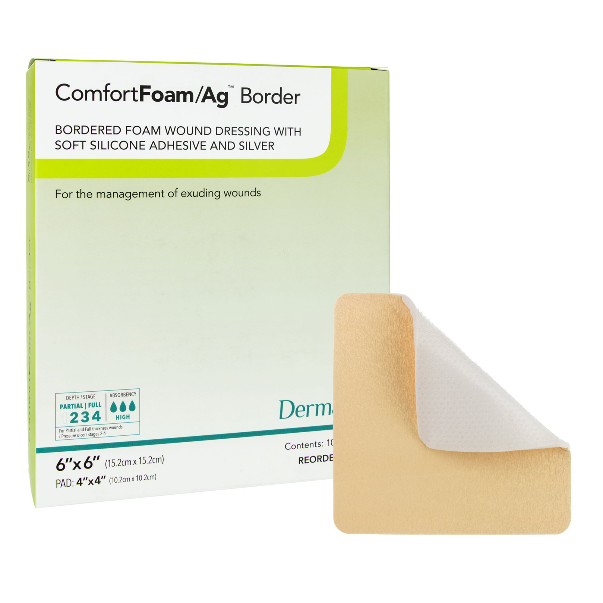 Sion Brands LLC - 48660 ComfortFoam/Ag™ Border Silver Foam Dressing