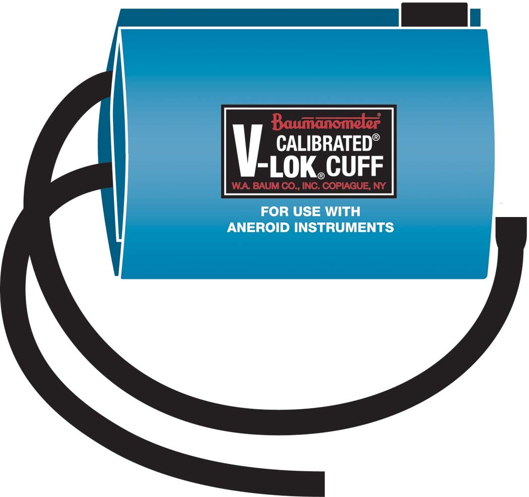 W.A. Baum - 1869AC Reusable Blood Pressure Cuff Calibrated® V-Lok® 33 to 47 cm Arm Polyester Fabric Cuff Large Adult Cuff