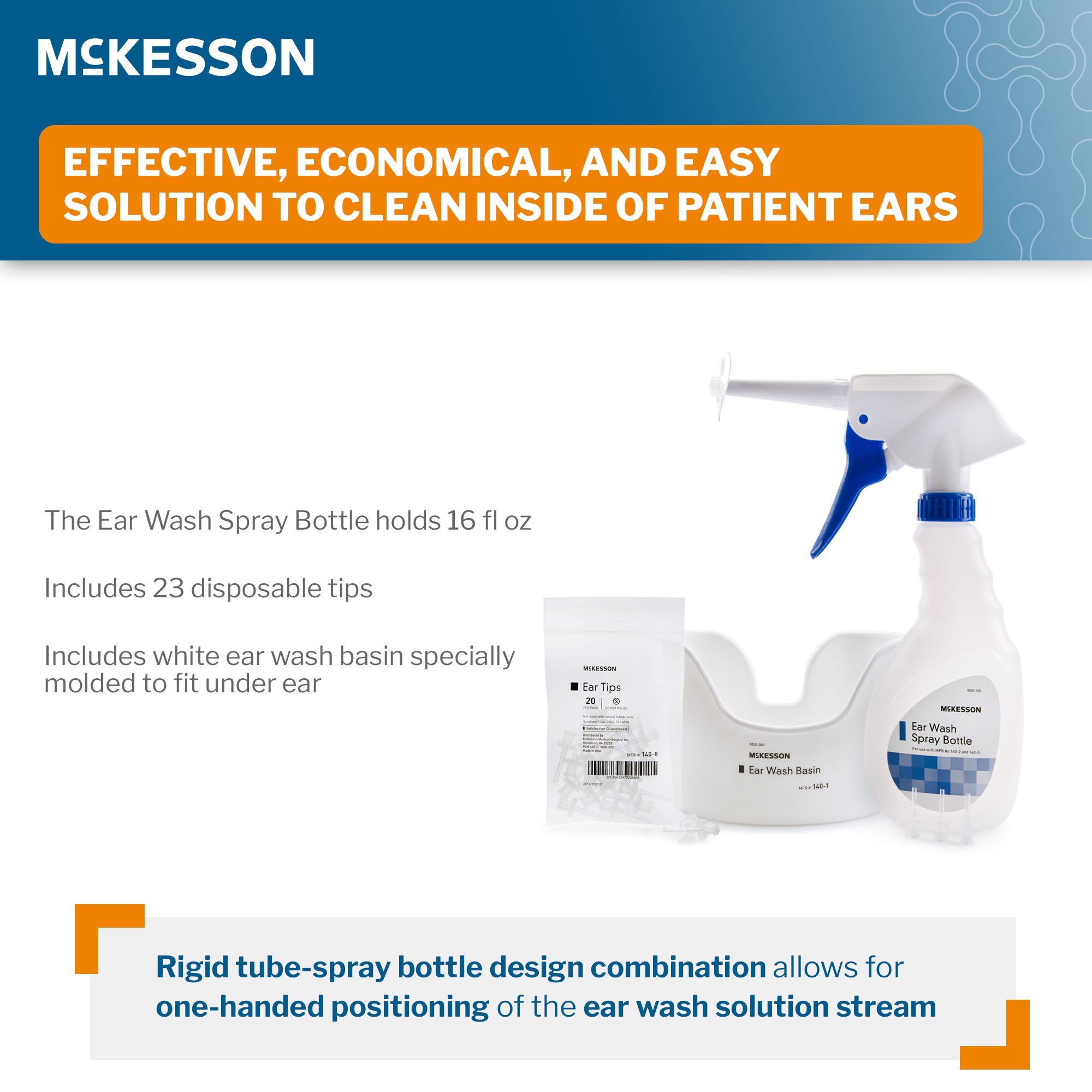 McKesson Brand - 140-4 McKesson Ear Wash System Kit with Rigid Tube and 23 Ear Tips