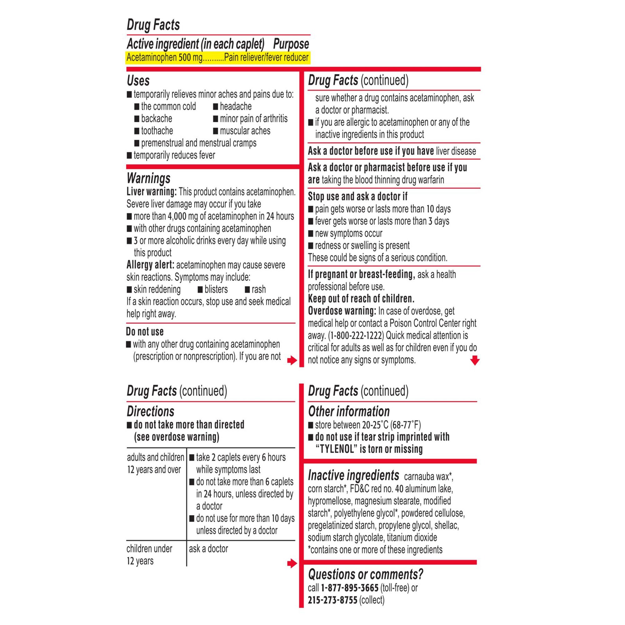 Kenvue Brands LLC 304490400 - Tylenol® Extra Strength Acetaminophen Pain Relief - 144/Case