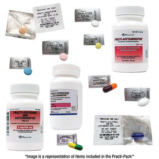 Wallcur - MDP-300 Clinical Training Medication Pack Practi-Med Dispense Cart Base Level Pack 3 Powder / Tablet / Capsule Bottle / Blister Pack