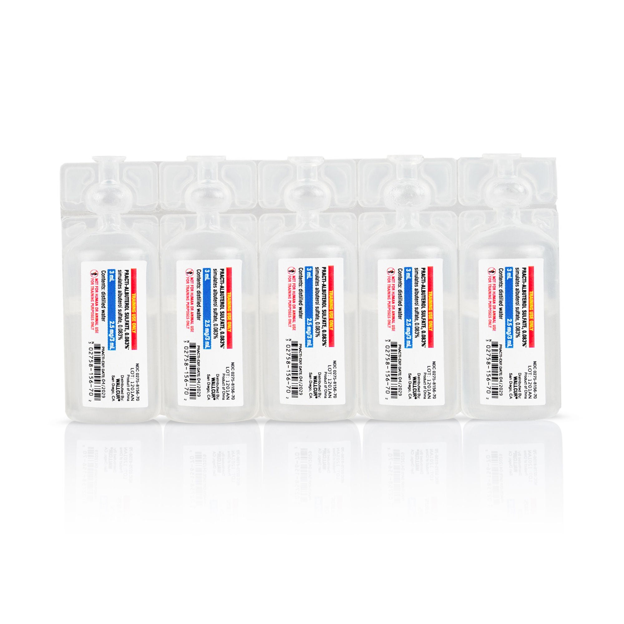 Wallcur - 1201AN Clinical Training Medication Practi-Albuterol Sulfate™ 0.083% Liquid Nebules 3 mL
