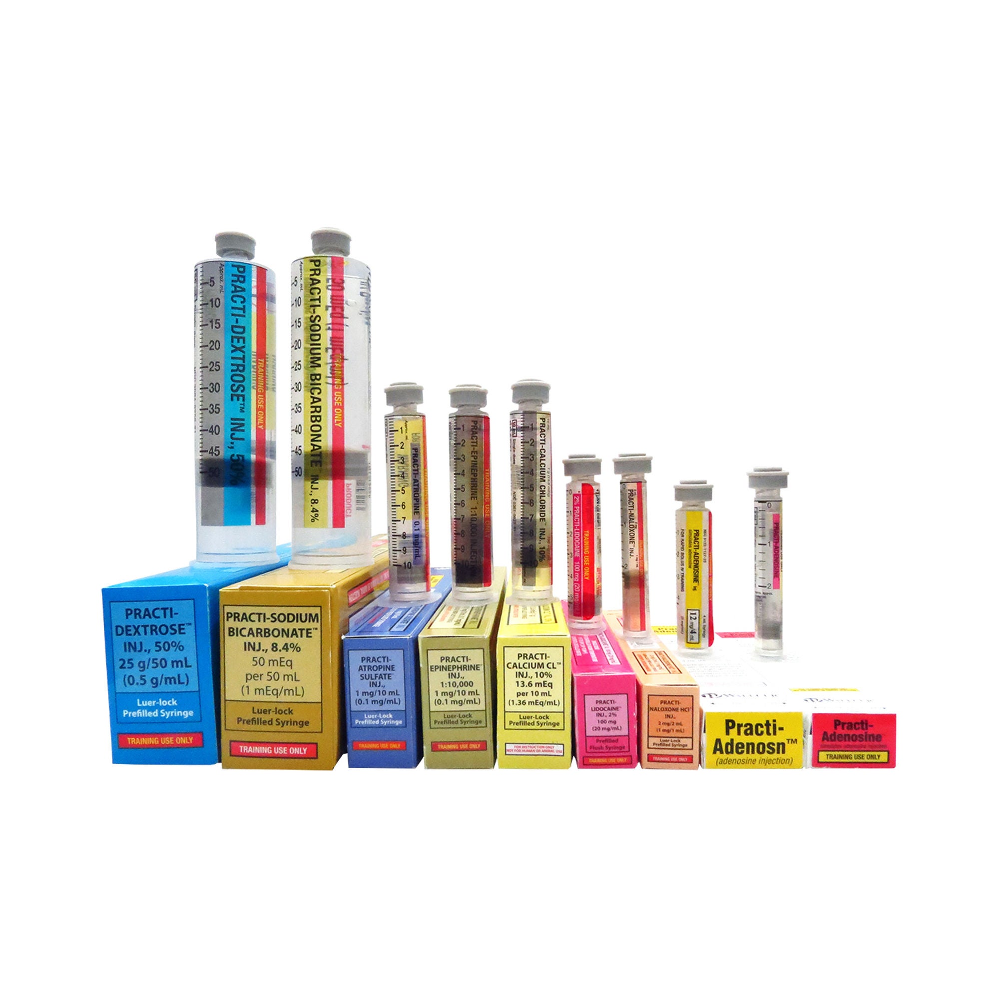 Wallcur - 1510CP Clinical Training Medication Practi-Crash Code 9-Pack™ Liquid Needle Free Syringe Assorted Sizes