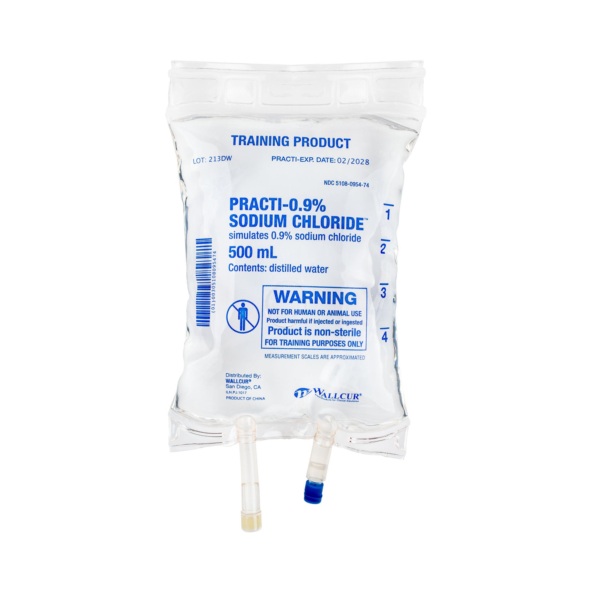 Wallcur - 213DW Clinical Training Medication Practi-0.9% Sodium Chloride™ Liquid I.V. Bag 500 mL