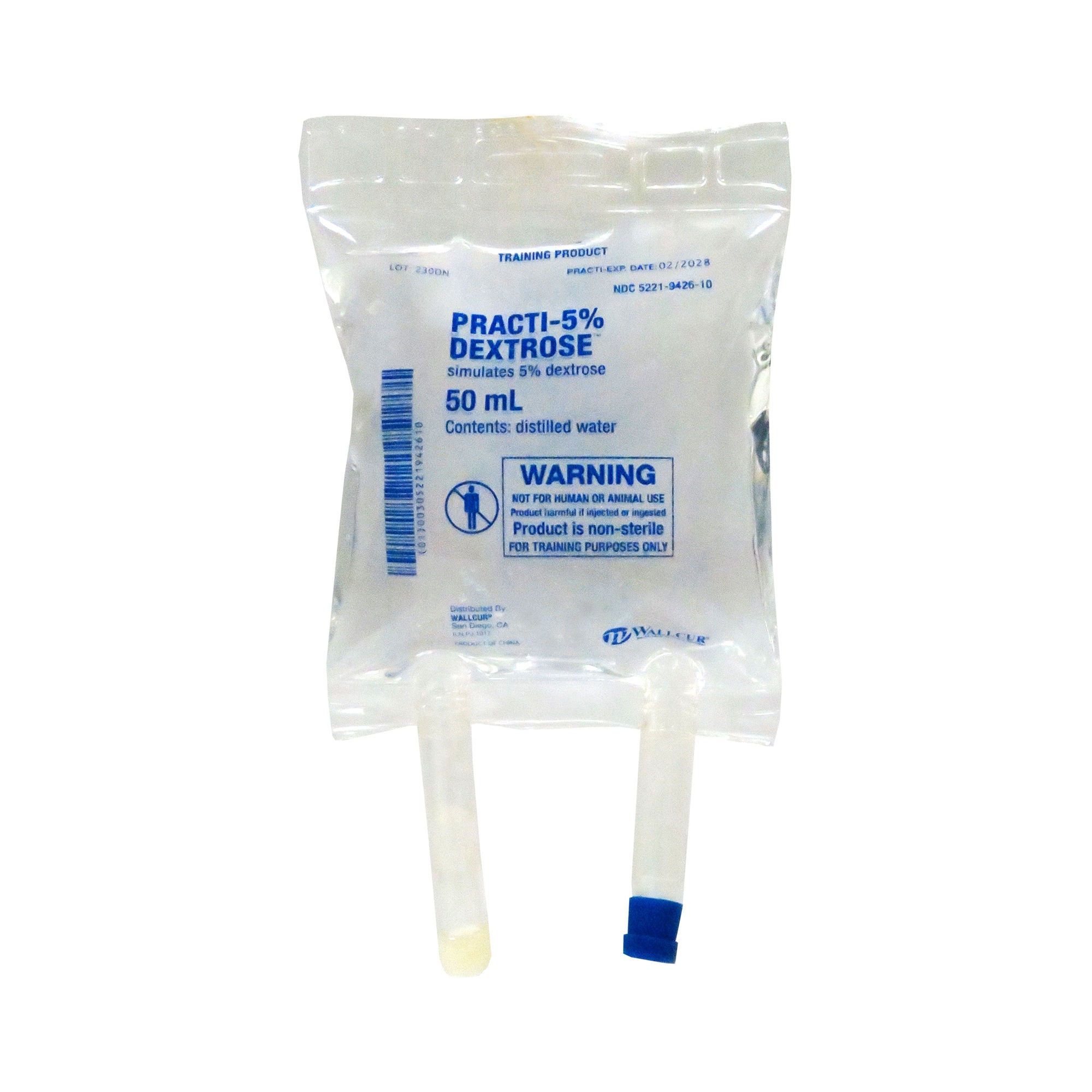 Wallcur - 230DN Clinical Training Medication Practi-5% Dextrose™ Liquid I.V. Bag 50 mL