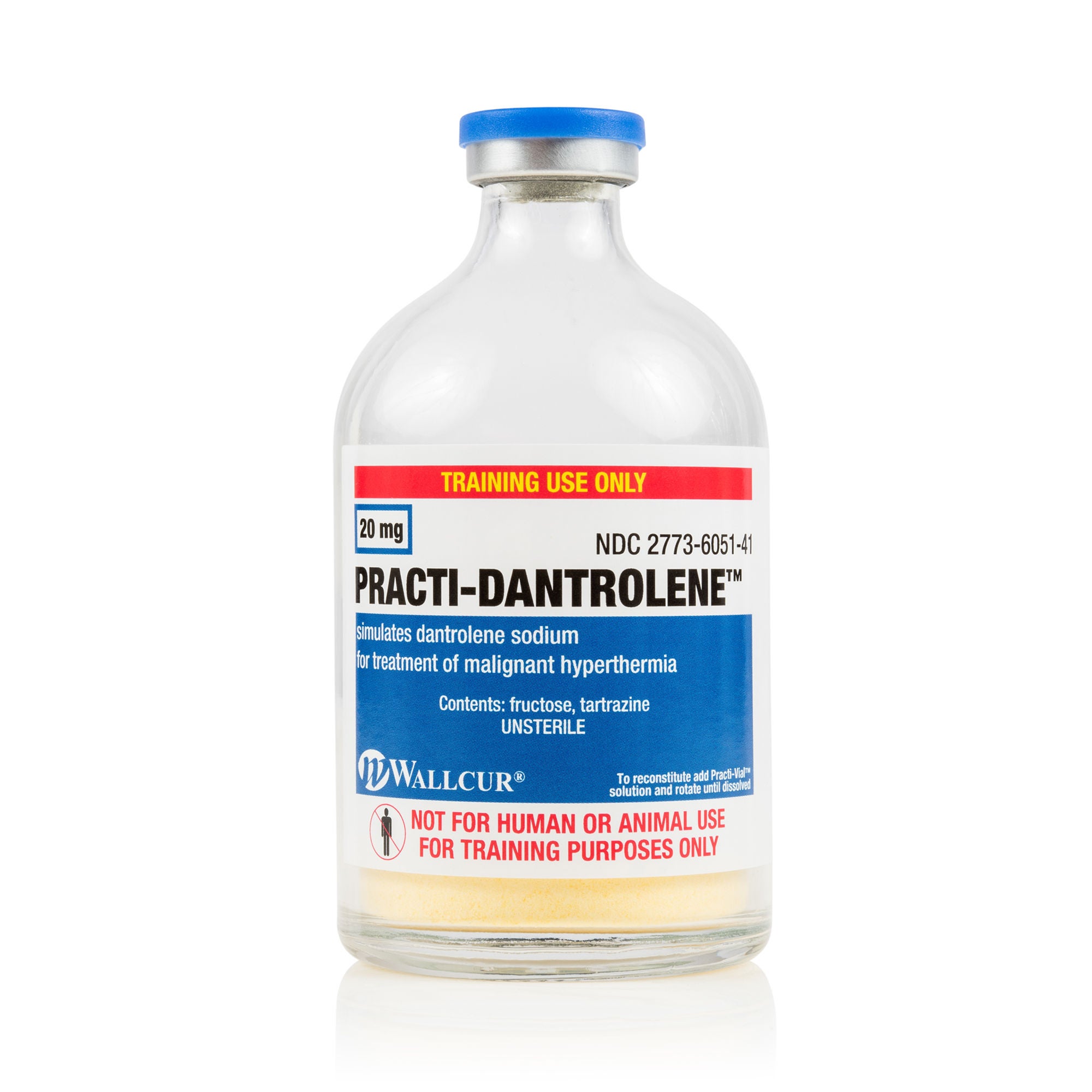 Wallcur - 425DP Clinical Training Medication Practi-Dantrolene™ Yellow, Reconstituted Powder Vial 100 mL